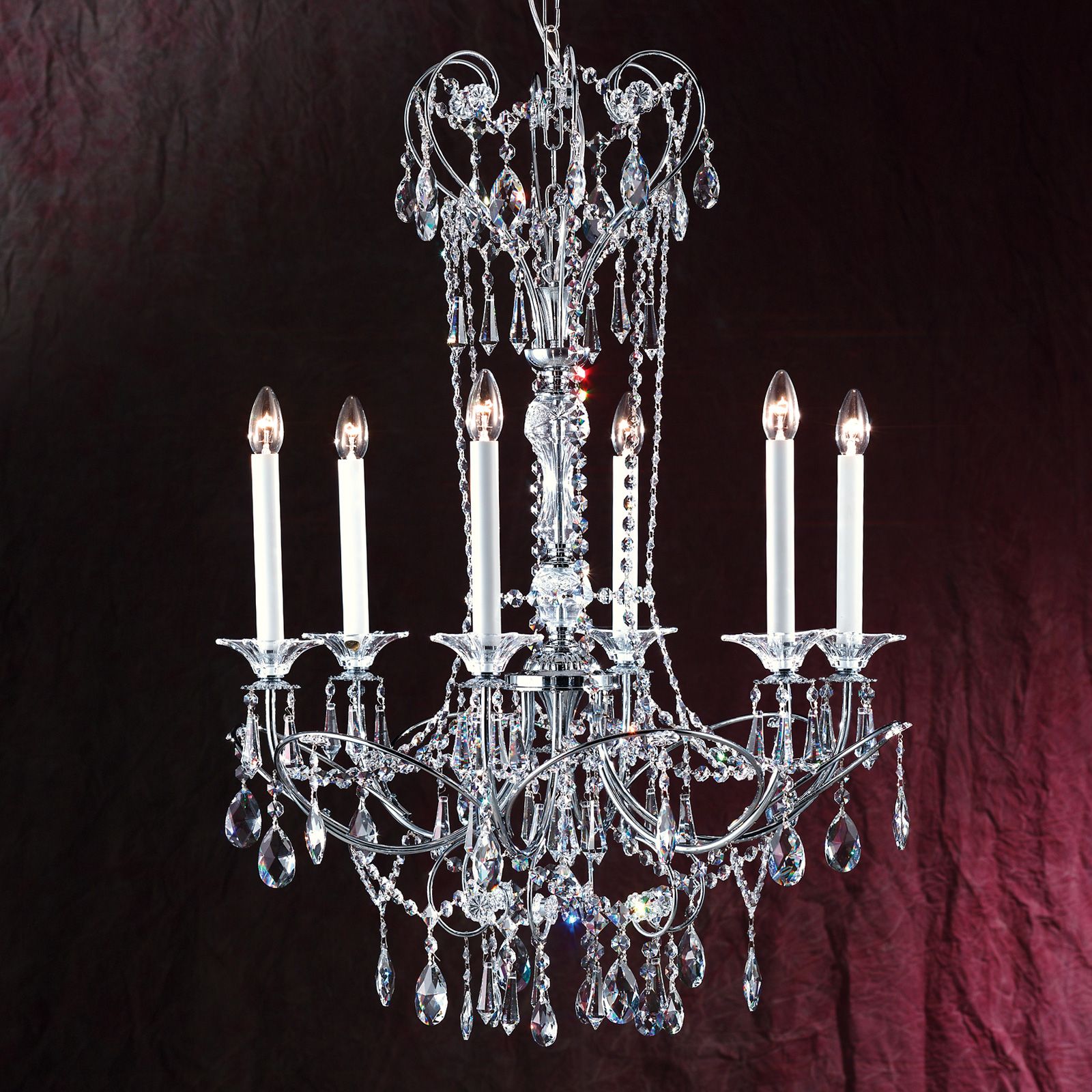 Chandelier KATHARINA, 6-lamps, chrome, 75cm