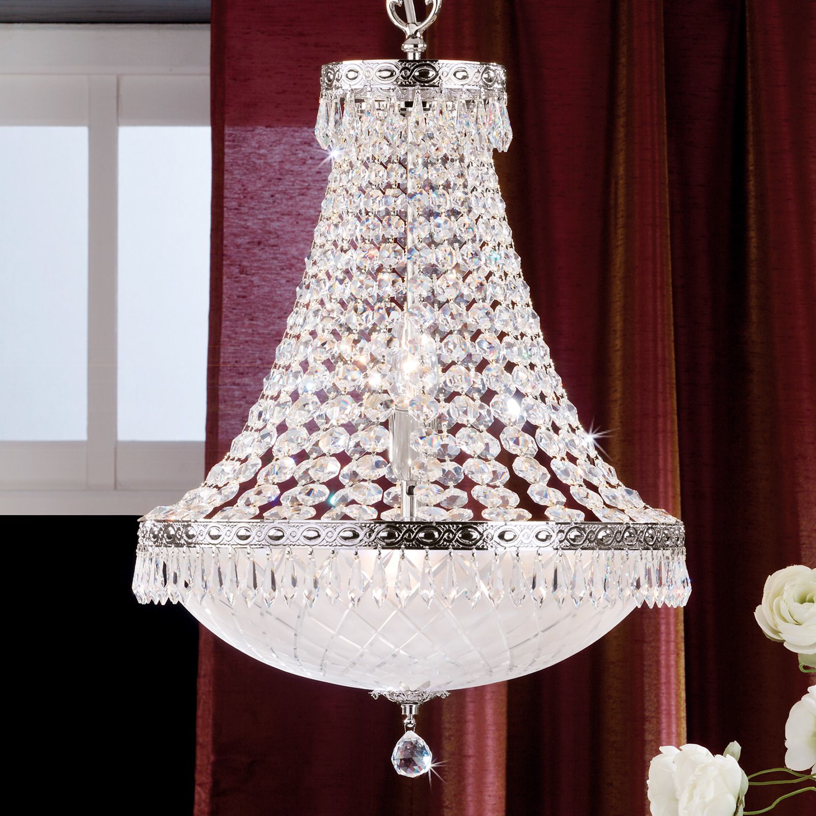Kronleuchter EMPIRE CRYSTAL, 6-flammig, Altsilber