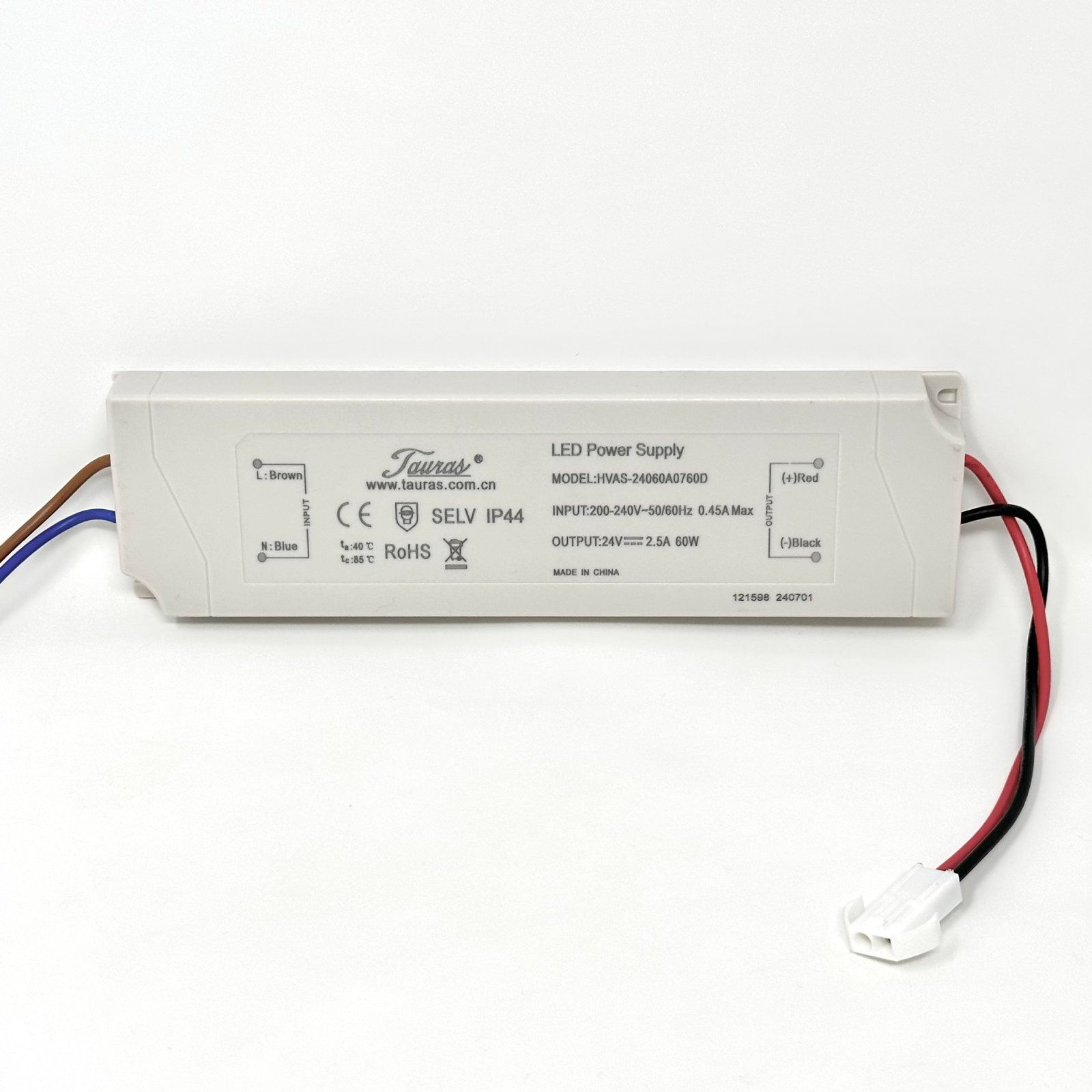 Driver 60n Tauras HVAS-24060A0760D, 24V, 2500mA, 60W, not dimmable