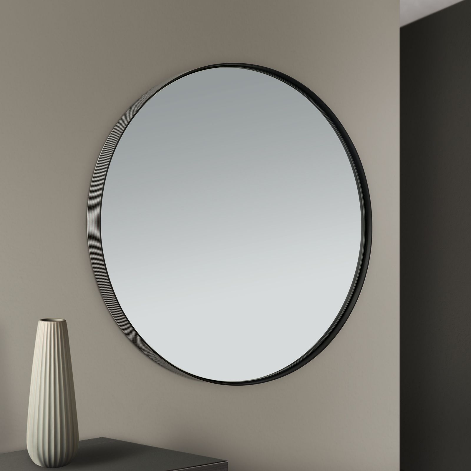 Mirror CARLO, Ø 61cm, black