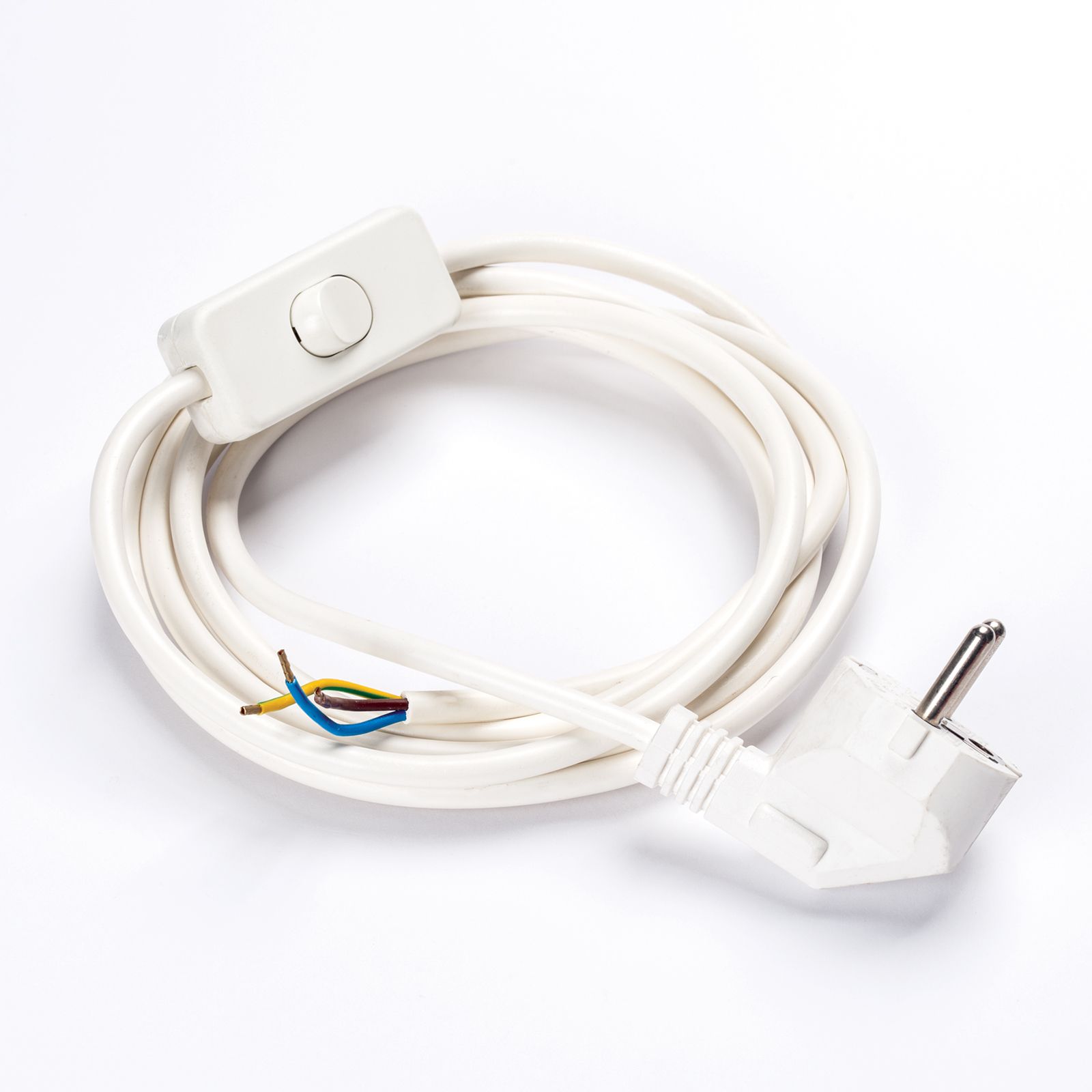 Power cord 310/90 with Intermediate switch, Schuko, white