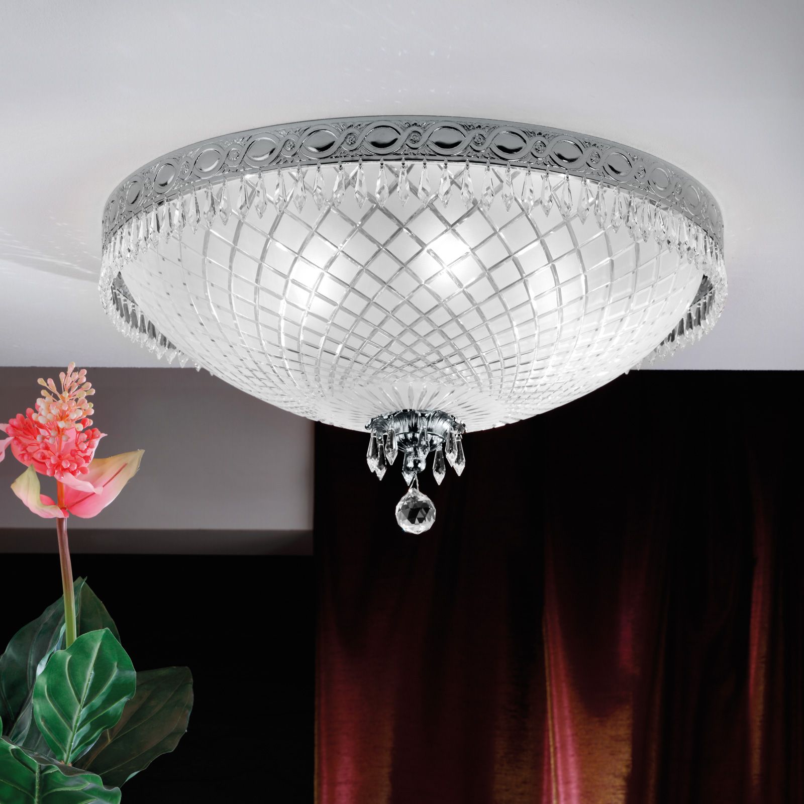 Deckenleuchte EMPIRE CRYSTAL, Altsilber, 61 cm