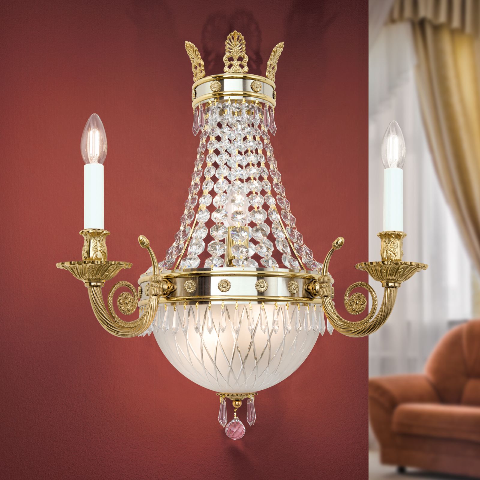 Wandarmleuchte EMPIRE CRYSTAL, 5-flammig, Gold