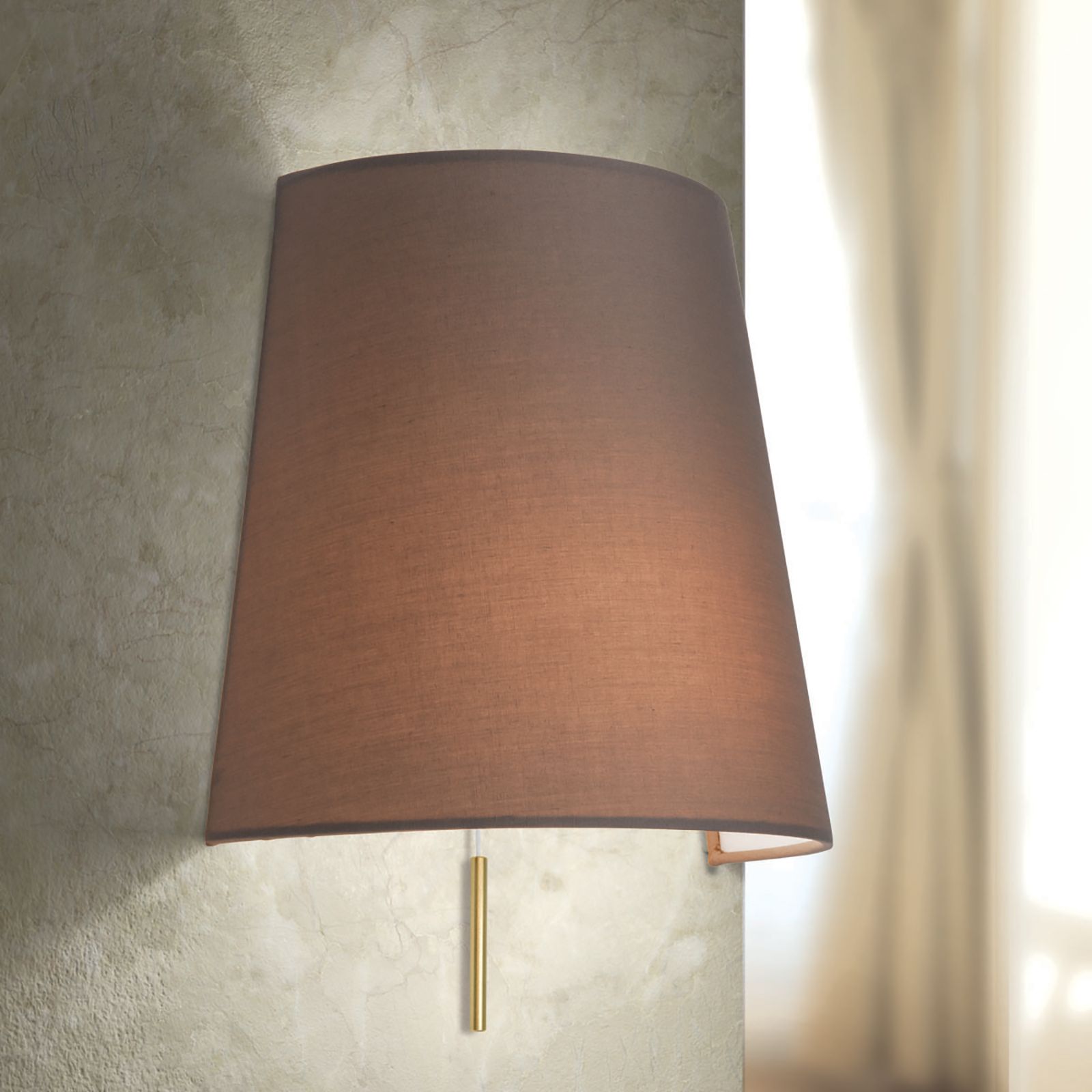 Wall light SHADE, brass matt, with brown shade