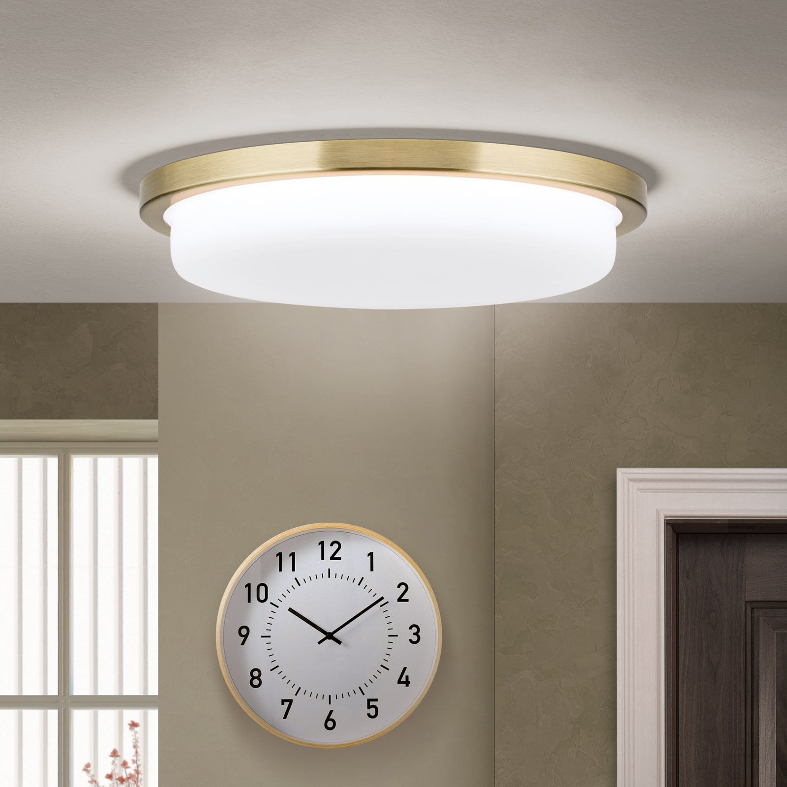LEROX LED Ceiling Light, antique brass finish, Ø 30cm