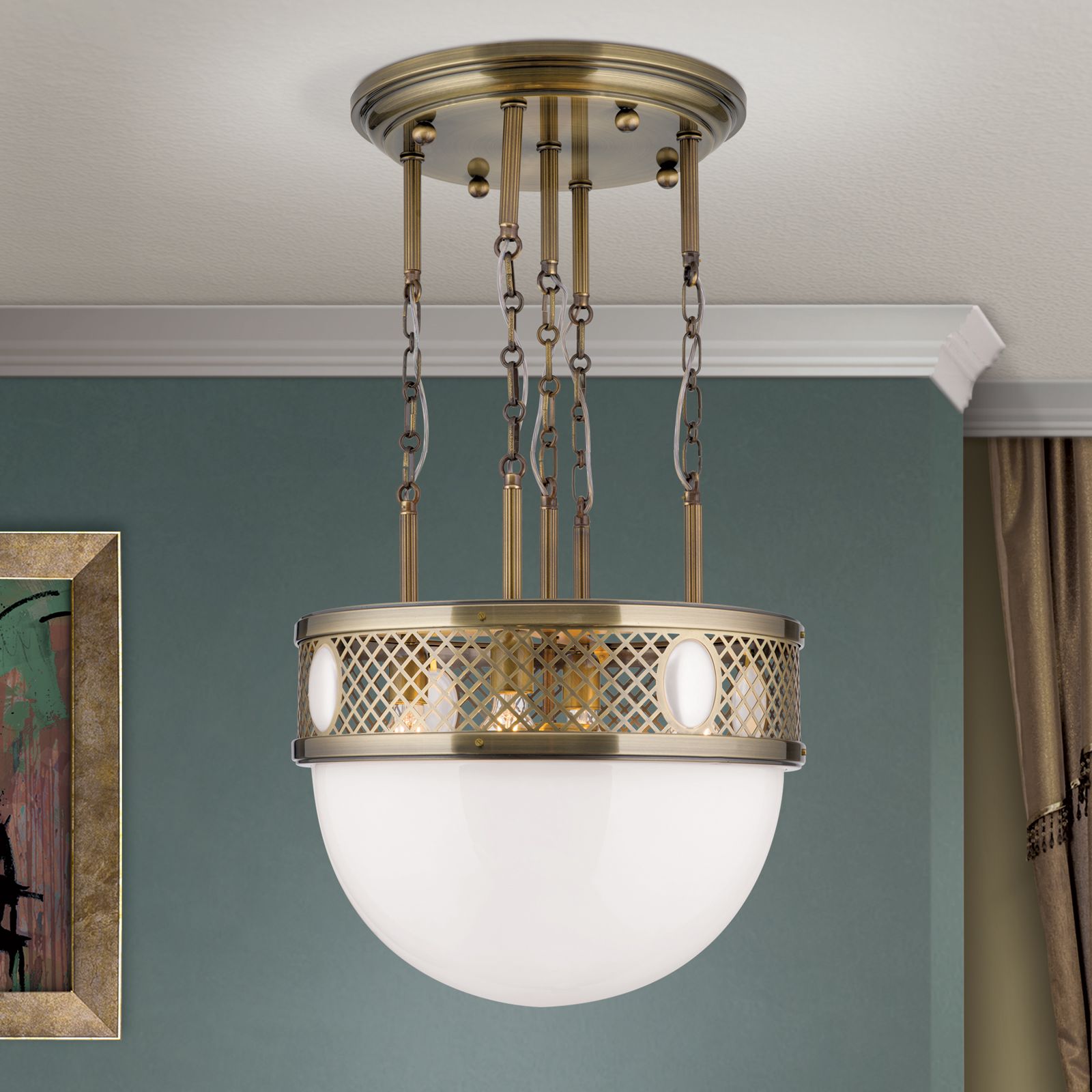 ALT WIEN Pendant, Antique Brass finish, 53cm