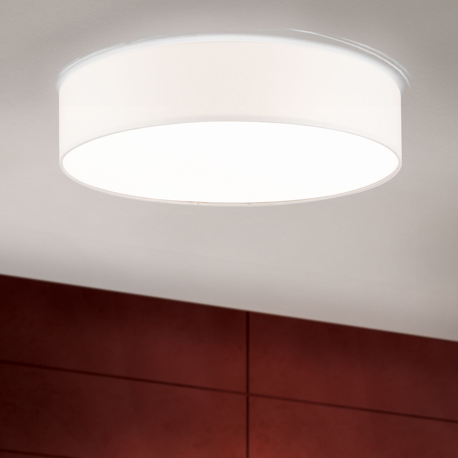 LED-Deckenleuchte SHADE, mit zylindrischem, weißem Schirm, Ø 80cm