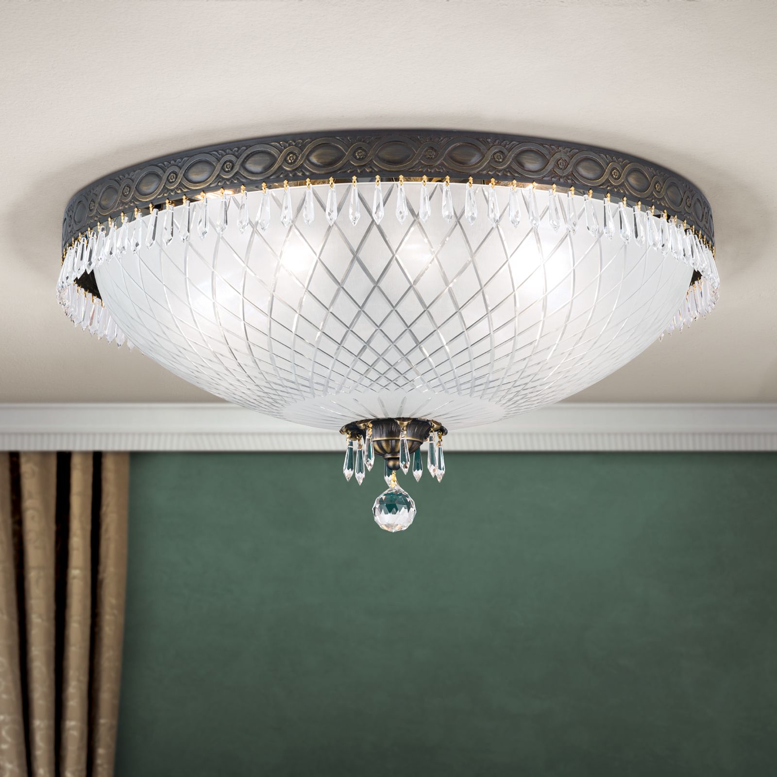 Deckenleuchte EMPIRE CRYSTAL, Altpatina, 61 cm