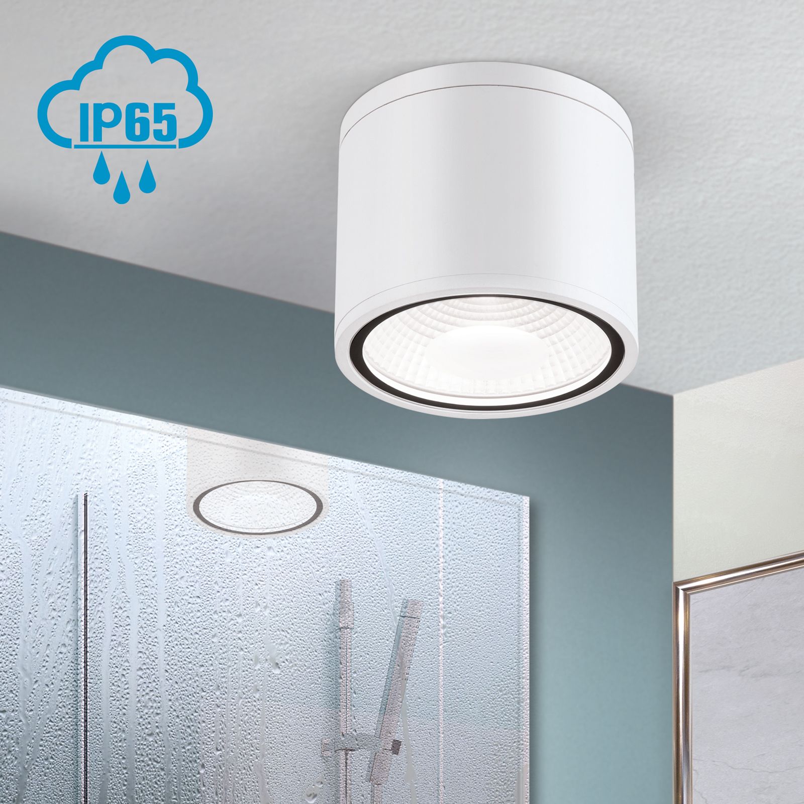 LED surface mounted spotlight SPUTNIK, IP65, white, Ø 14,5cm