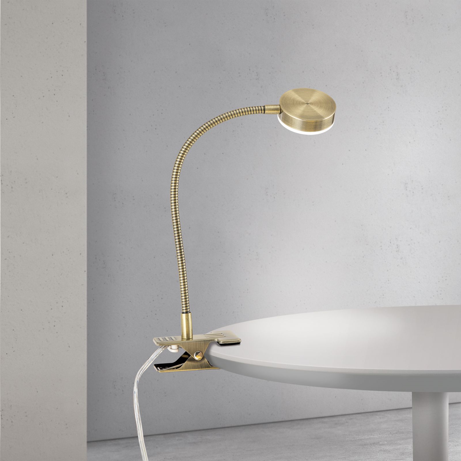LED clip lamp MIRA, Antique Brass finish