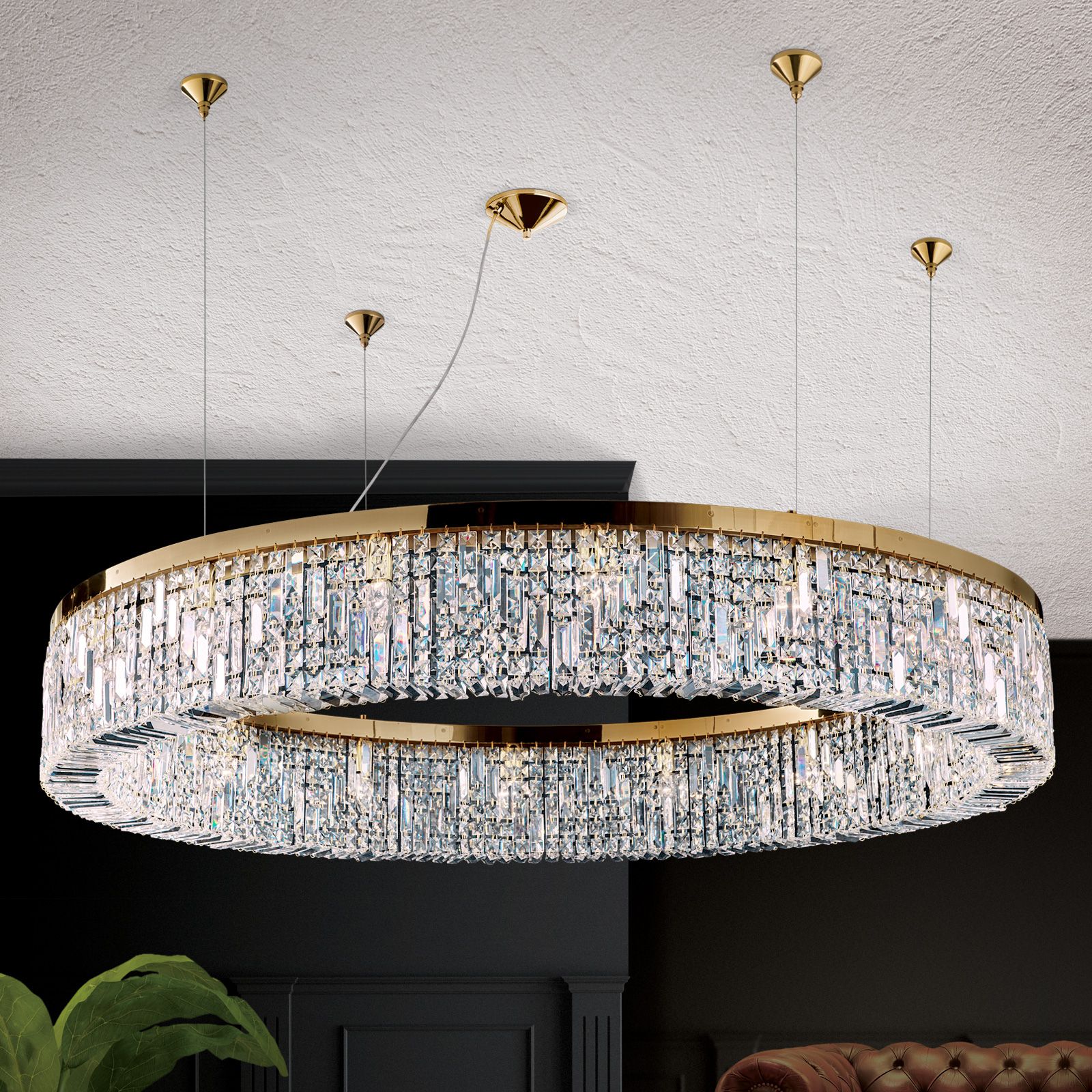 Ring chandelier, 140cm, 24K gold plated