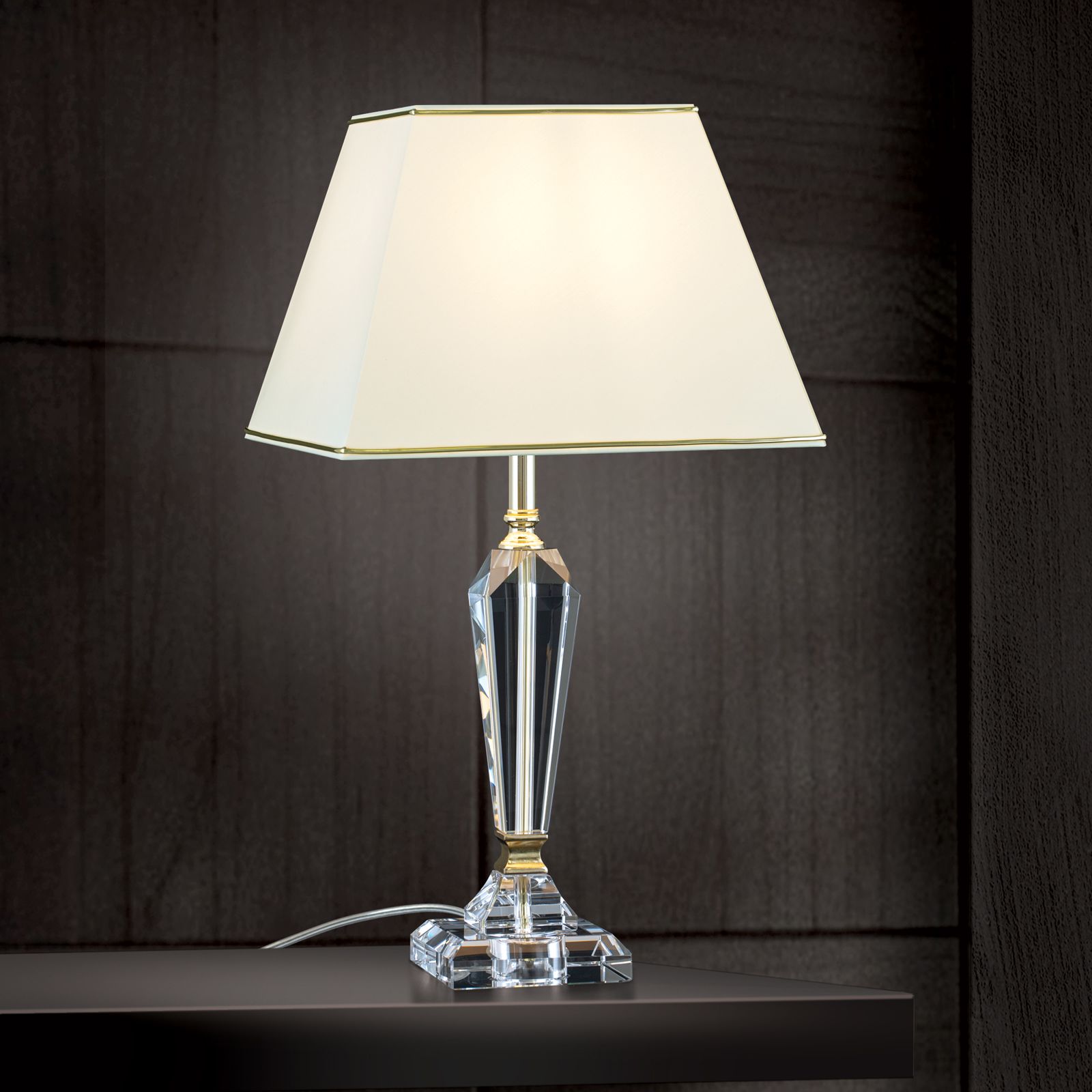 Table lamp VERONIQUE, square, cream/gold