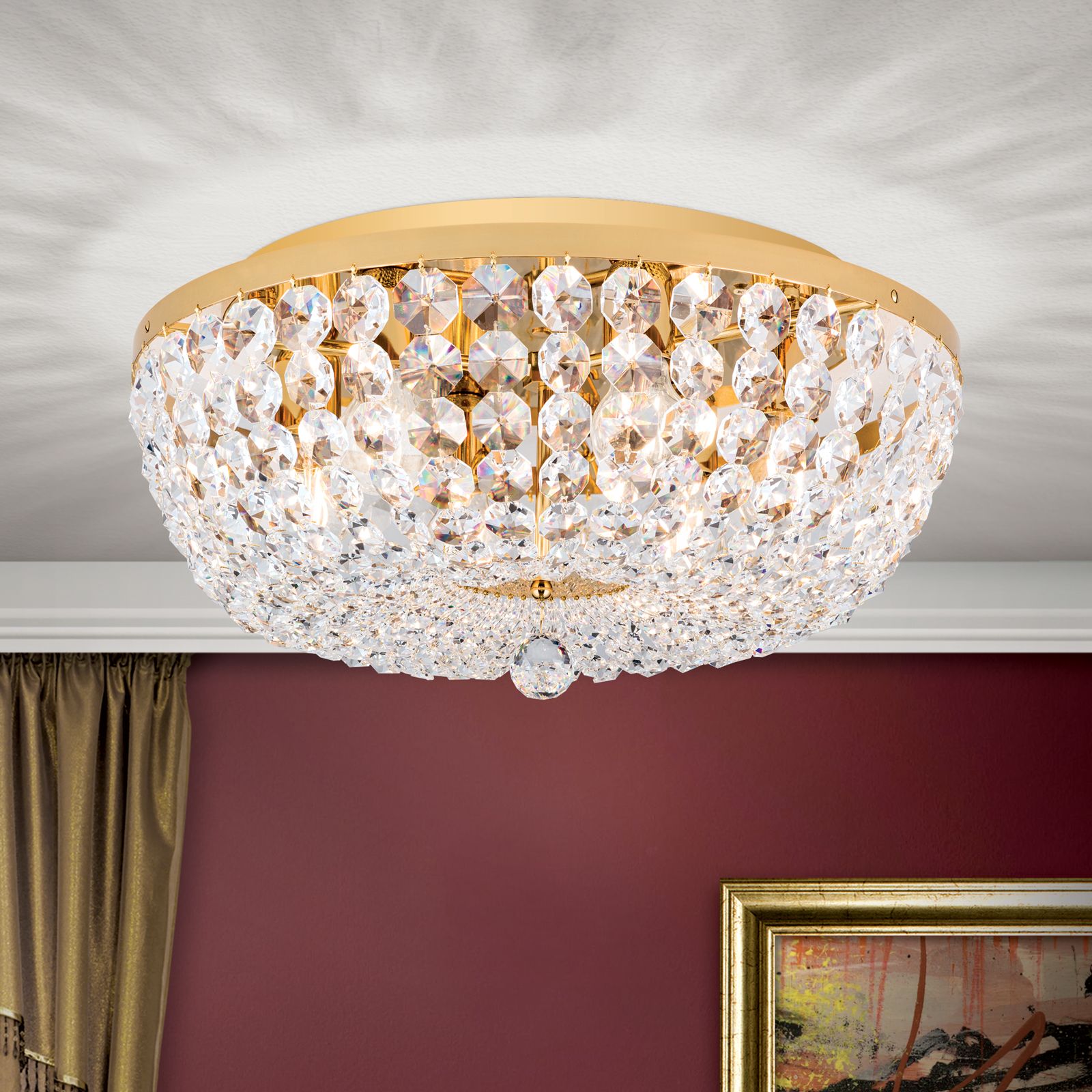 Deckenluster SHERATON, 6-flammig, Gold, 55 cm