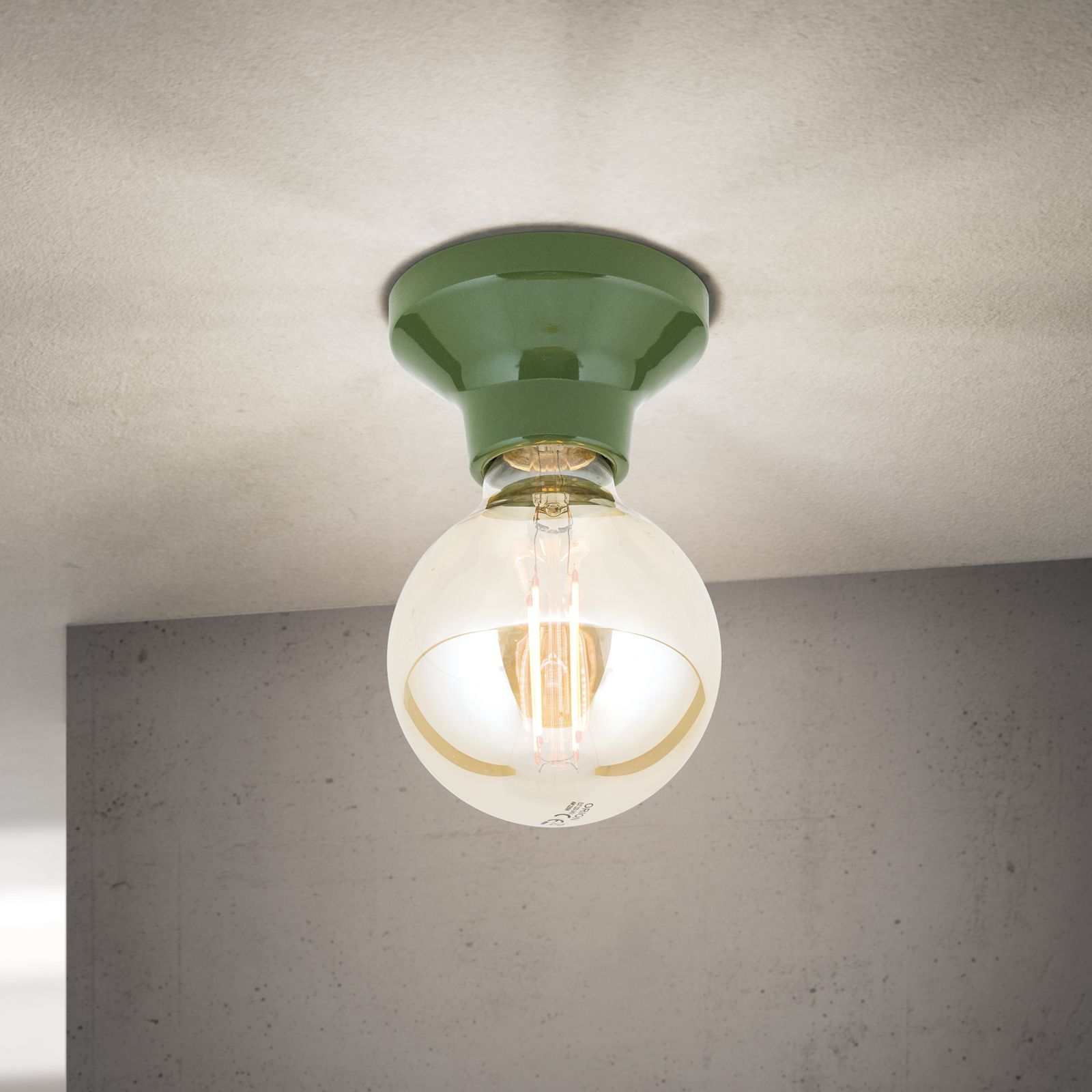Ceiling light FROST, Green, Ceramic