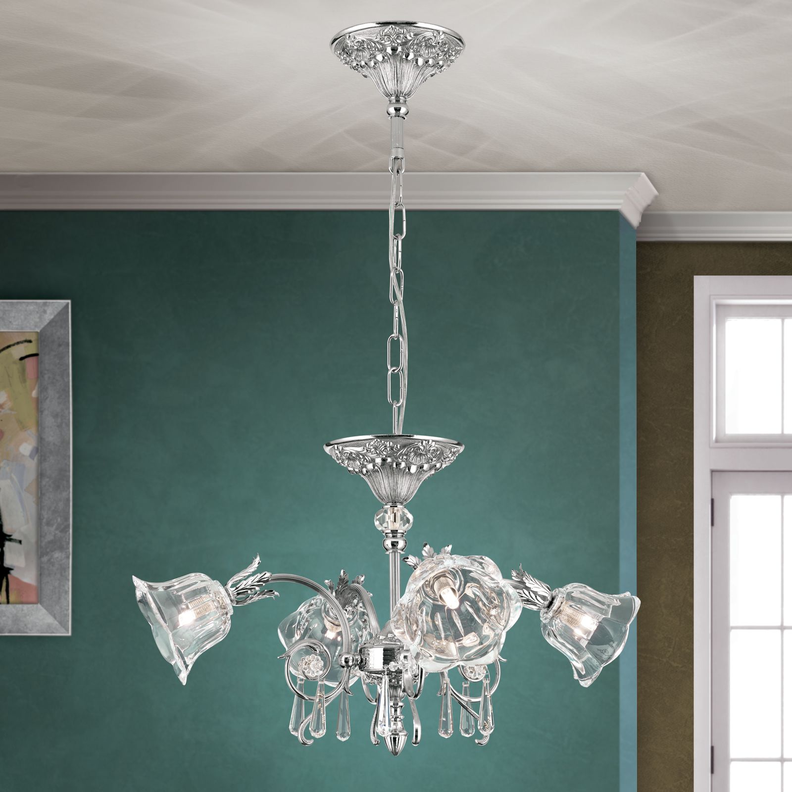 Luster LA BOHEME, 4-flammig, Altsilber
