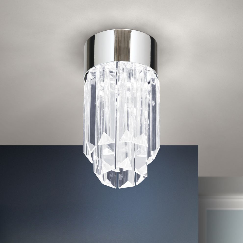 LED crystal ceiling light PRISM, chrome