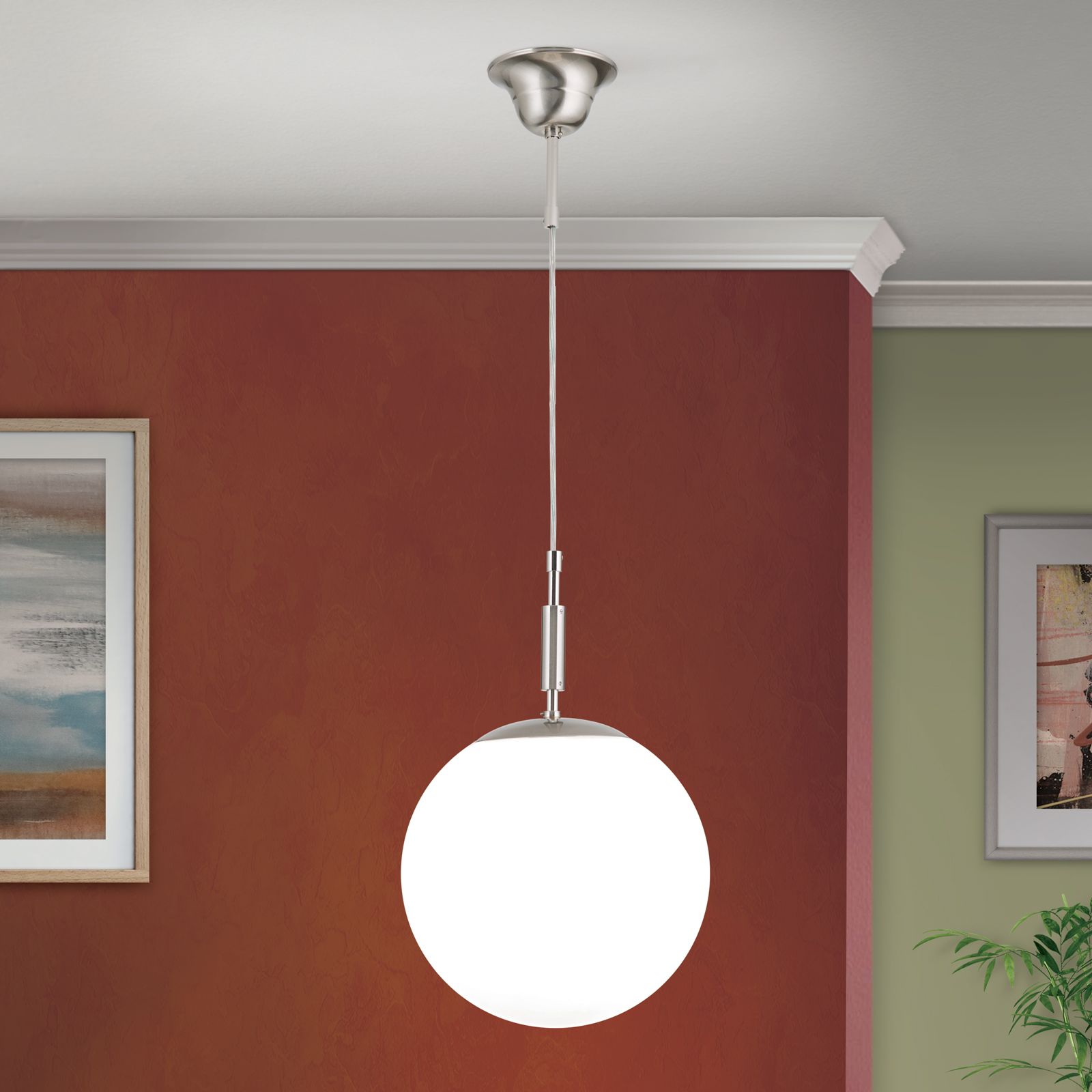 ARTDESIGN Pendant with Glass Bowl, satin chrome finish