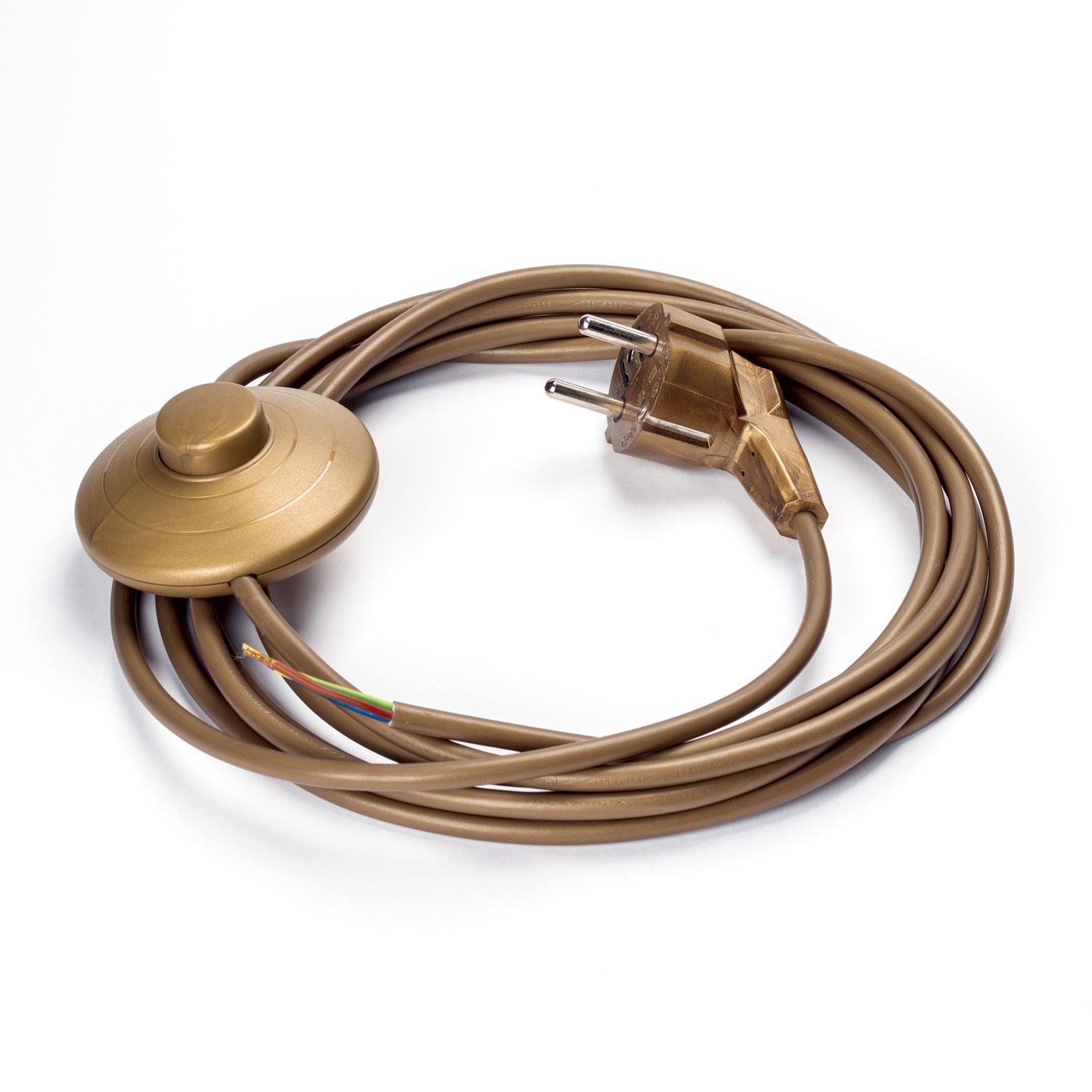 Anschlussgarnitur Fußtrittschalter 300/30cm, Schuko, Gold