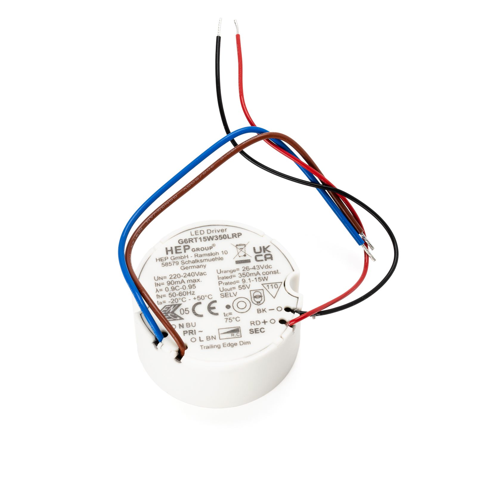 Driver 15m HEP G6RT15W350LRP, round, 350mA, 15W, dimmable