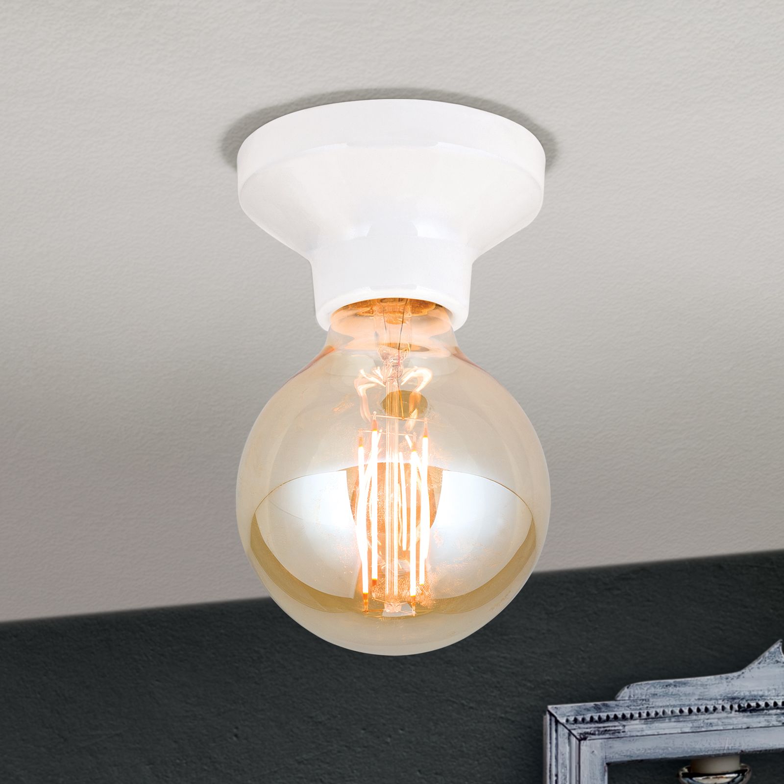 Ceiling light FROST, White, Ceramic