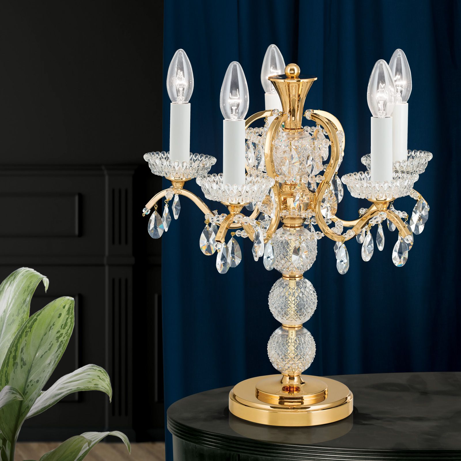 Tischlampe HIROHITO, 5-flammig, Gold
