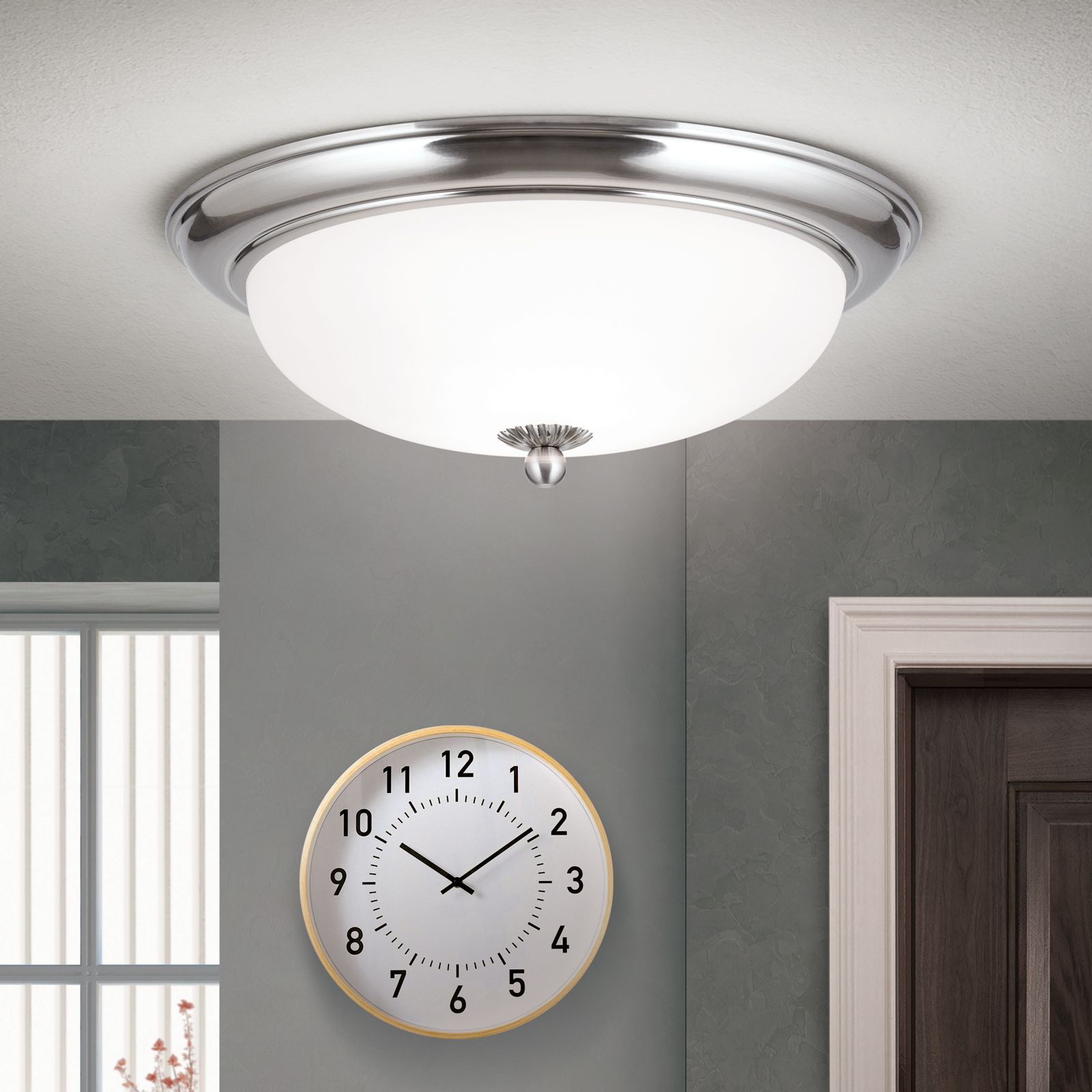 Ceiling light WIENER NOSTALGIE, 35cm, satin chrome colour, matt opal glass