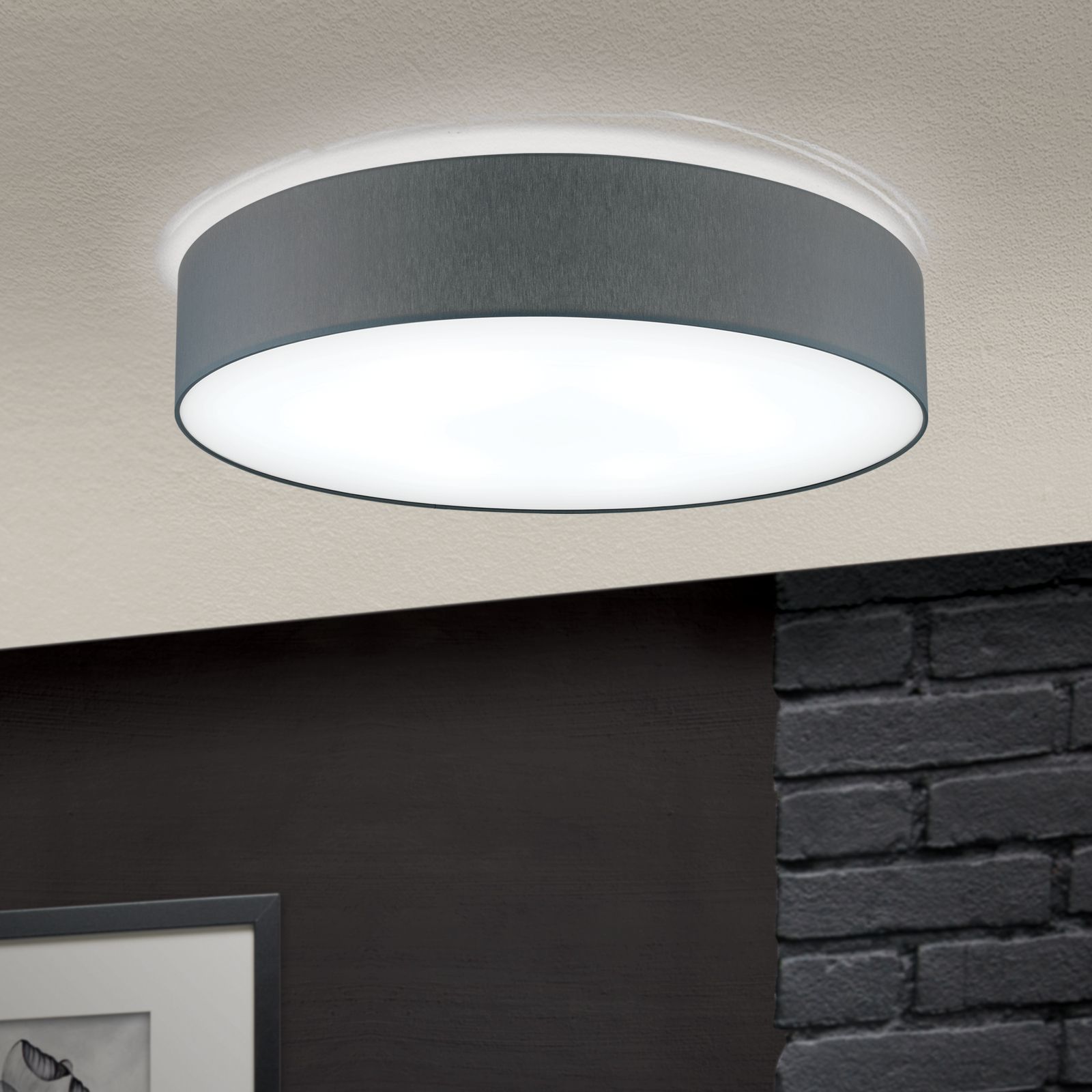 LED-Deckenleuchte SHADE, mit zylindrischem, grauem Schirm, Ø 40cm