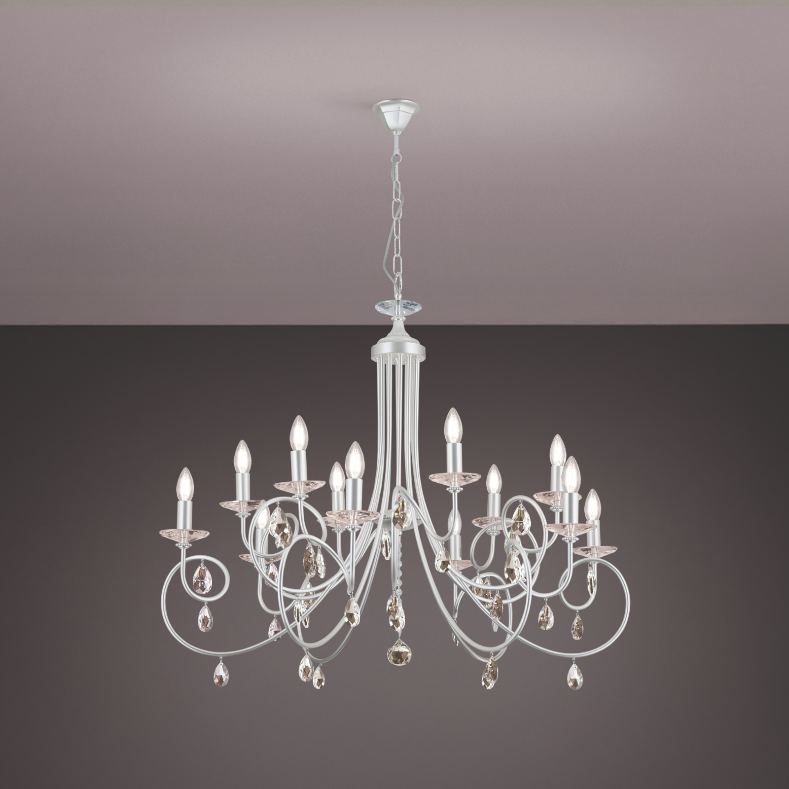 Luster GIADA, 12-flammig, Silber-matt