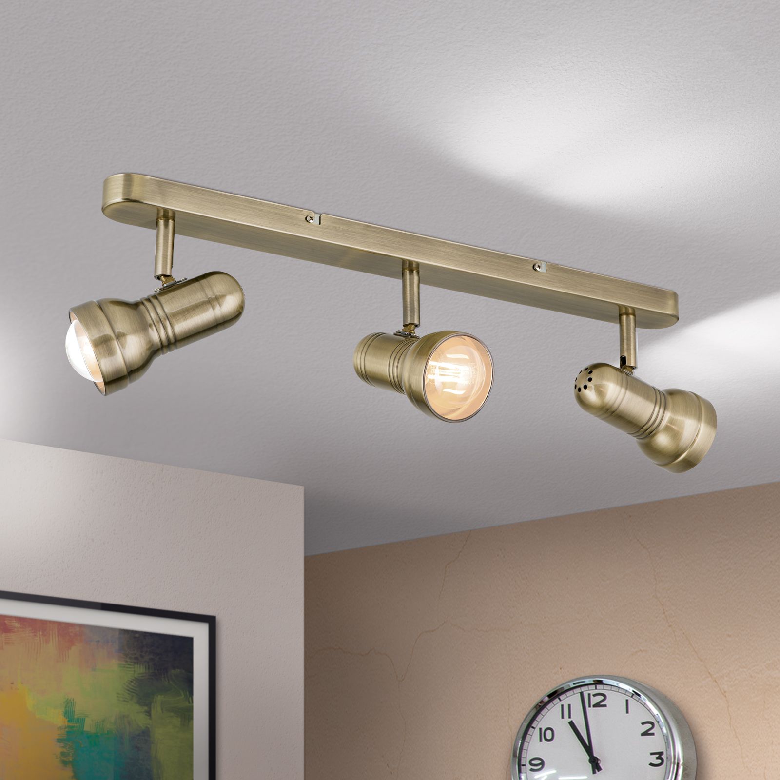 Wilhelm triple spot bar, antique brass finish