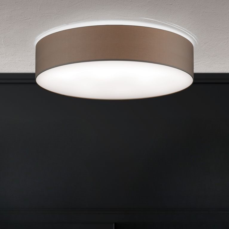 LED ceiling light SHADE, with cylindrical, brown shade, Ø 40cm