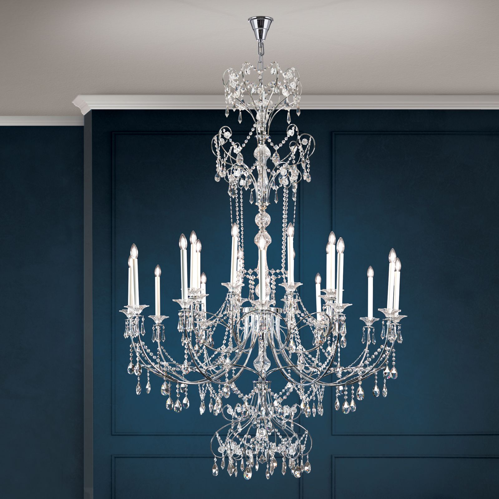 Chandelier KATHARINA, chrome plated, 20 lamps