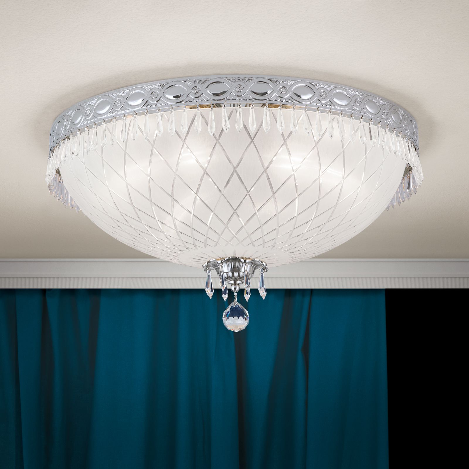 Deckenleuchte EMPIRE CRYSTAL, Altsilber, 55 cm