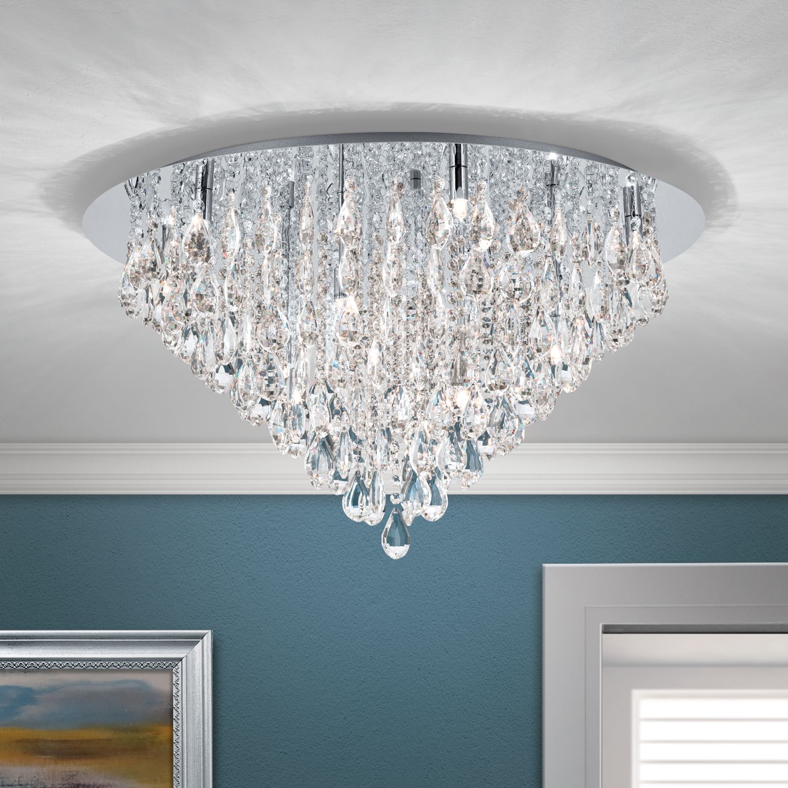 Crystal ceiling lamp CELESTE, chrome, 75cm