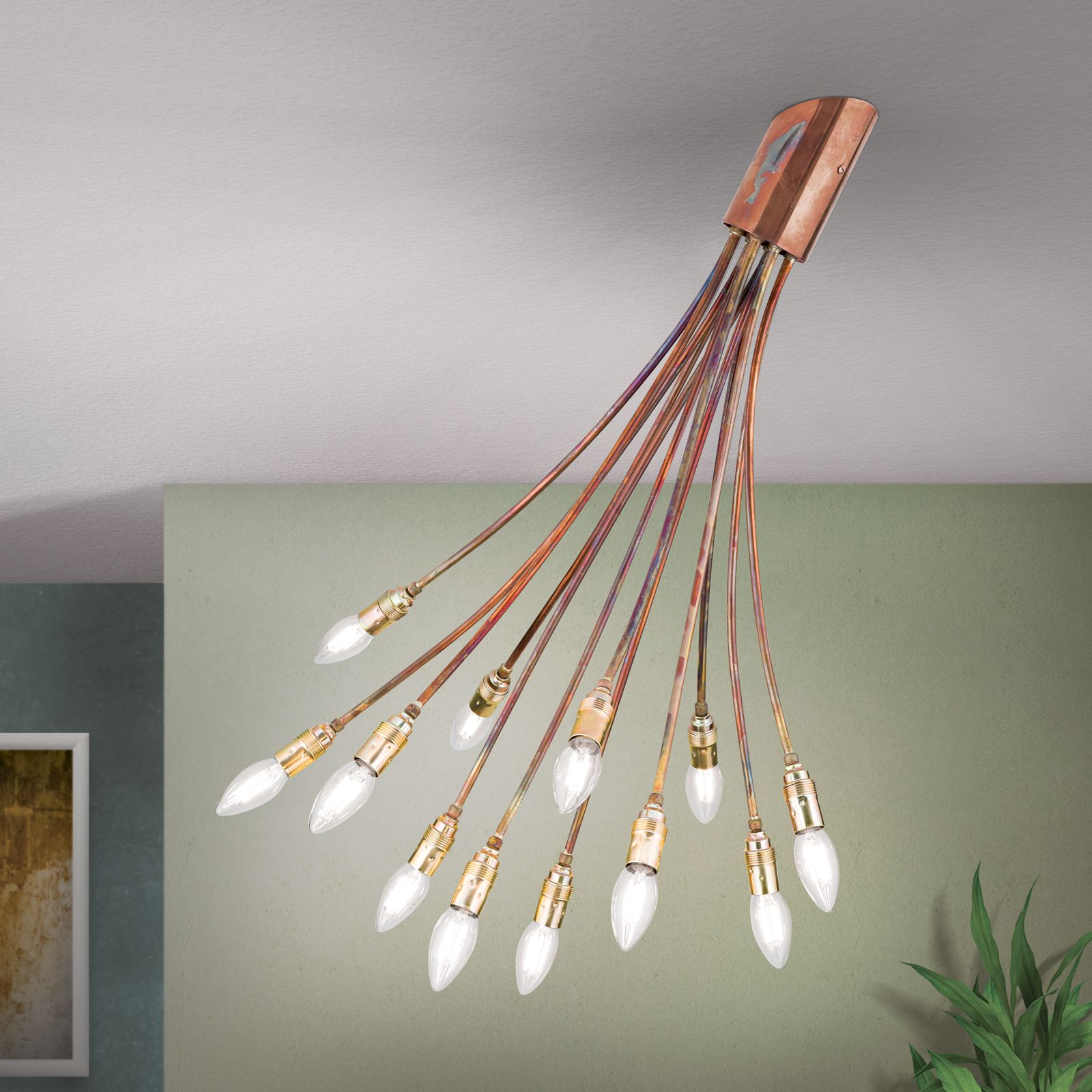 COPPY ceiling light, 12-lamps, copper