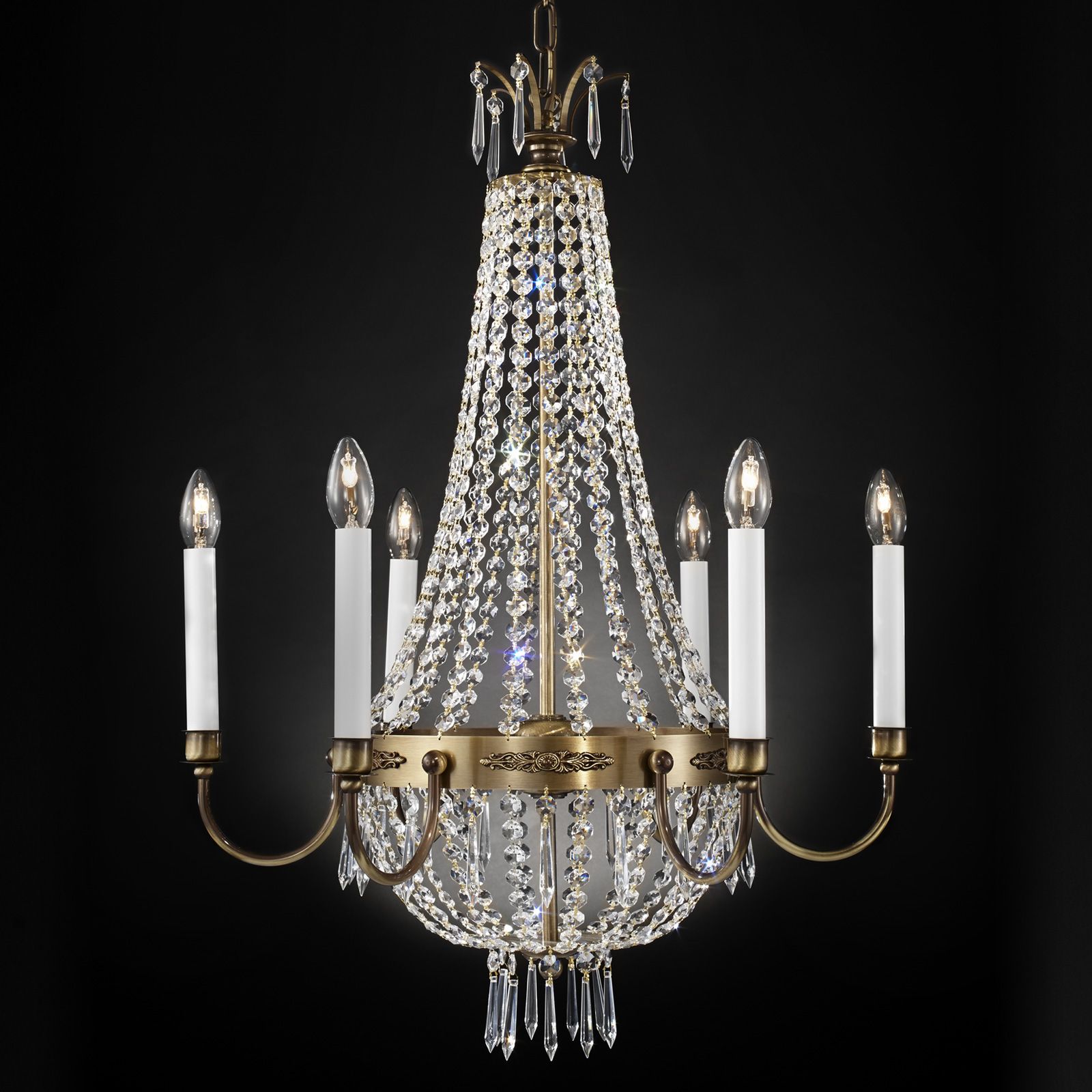 Chandelier EMPIRE CRYSTAL, dia 62cm, antique brass finish