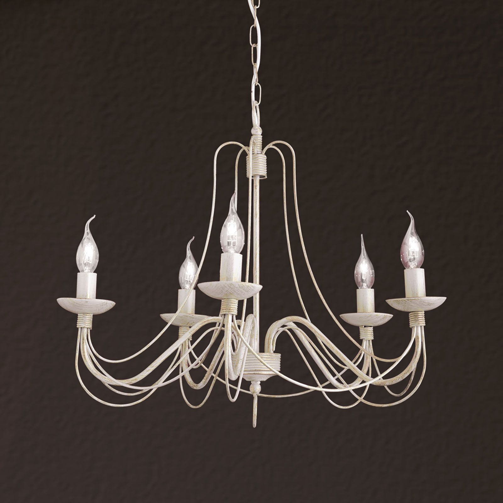 Luster VELA, 5-flammig, Elfenbeing gold