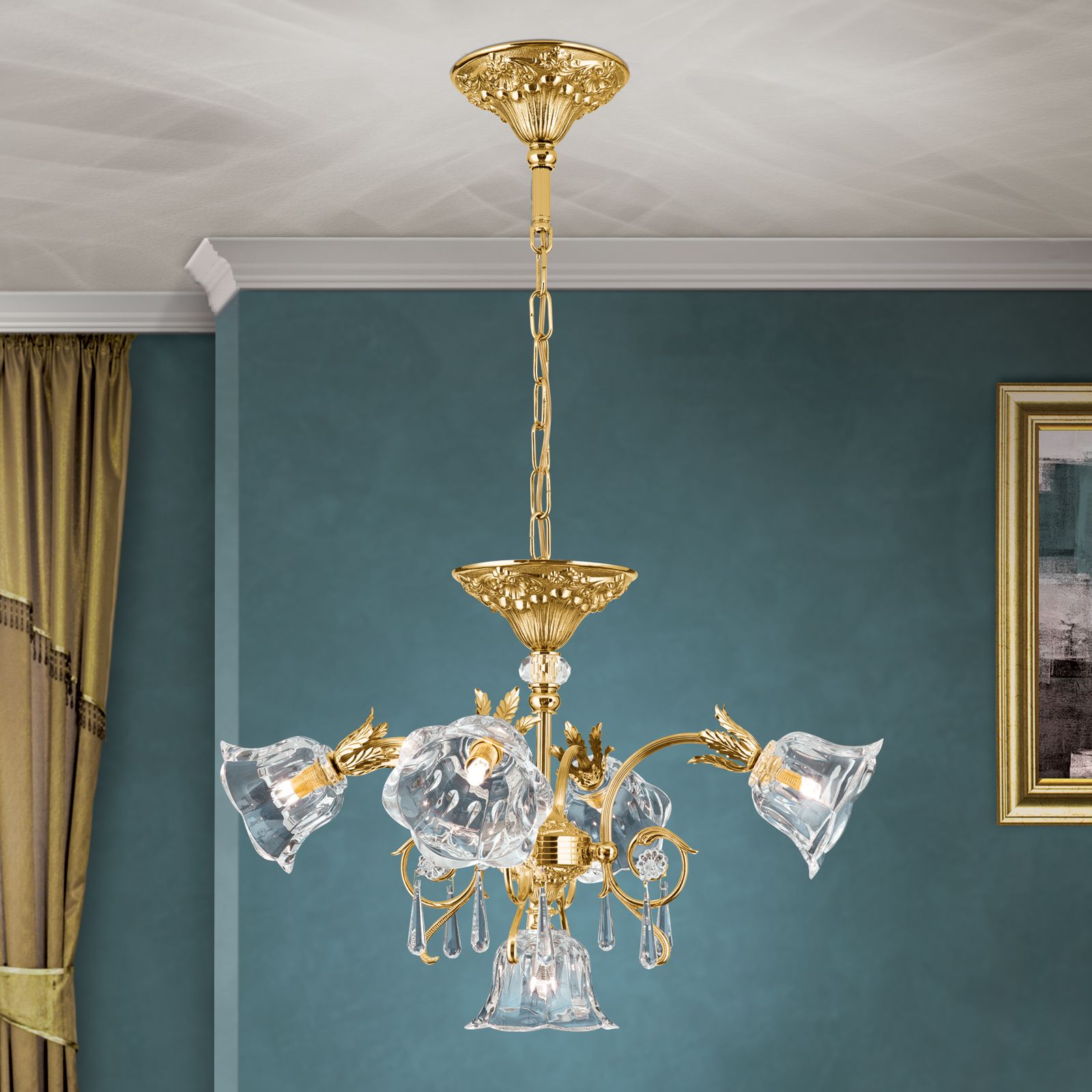 Luster LA BOHEME, 5-flammig, Gold