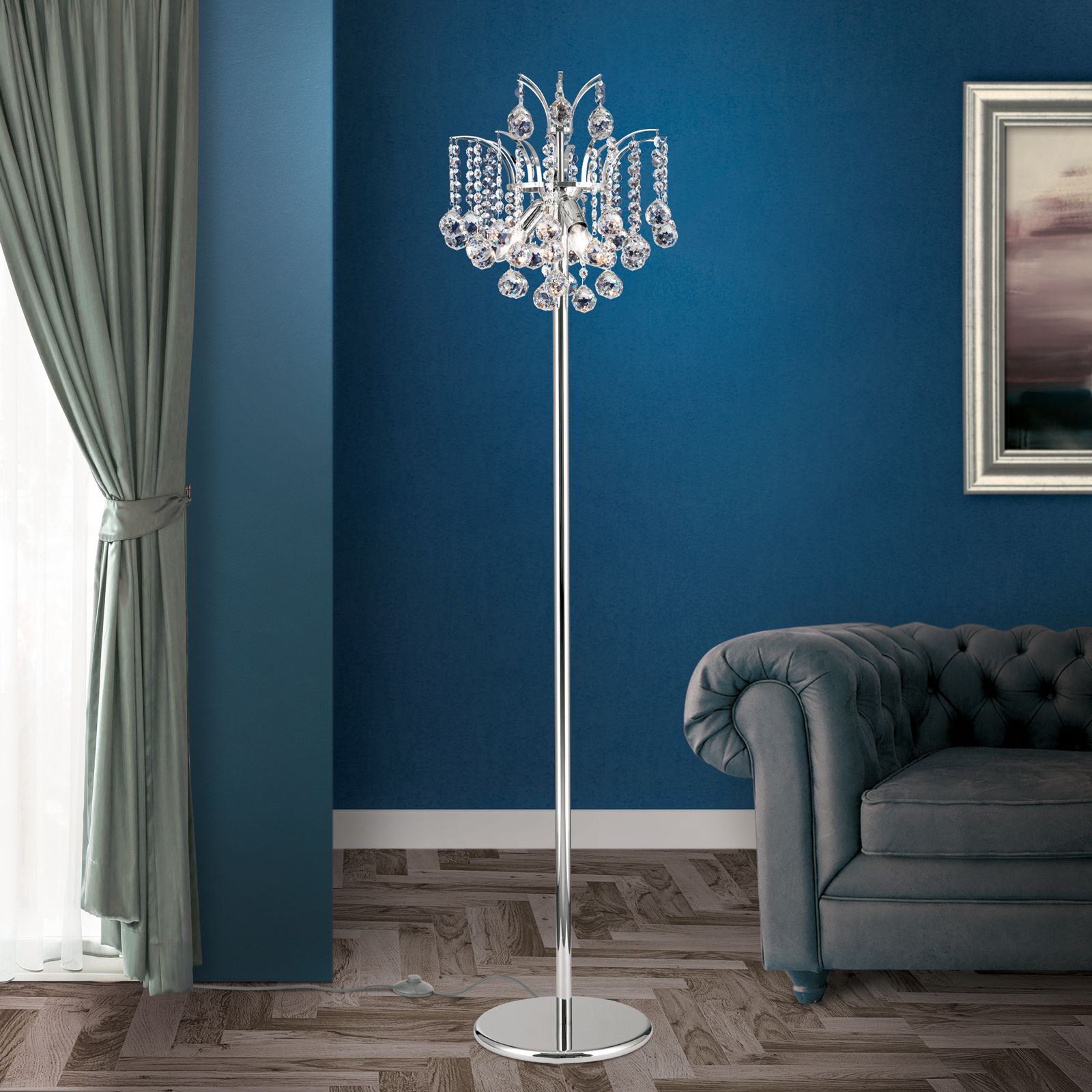 Floor lamp KRISTALL KLASSISCH, chrome