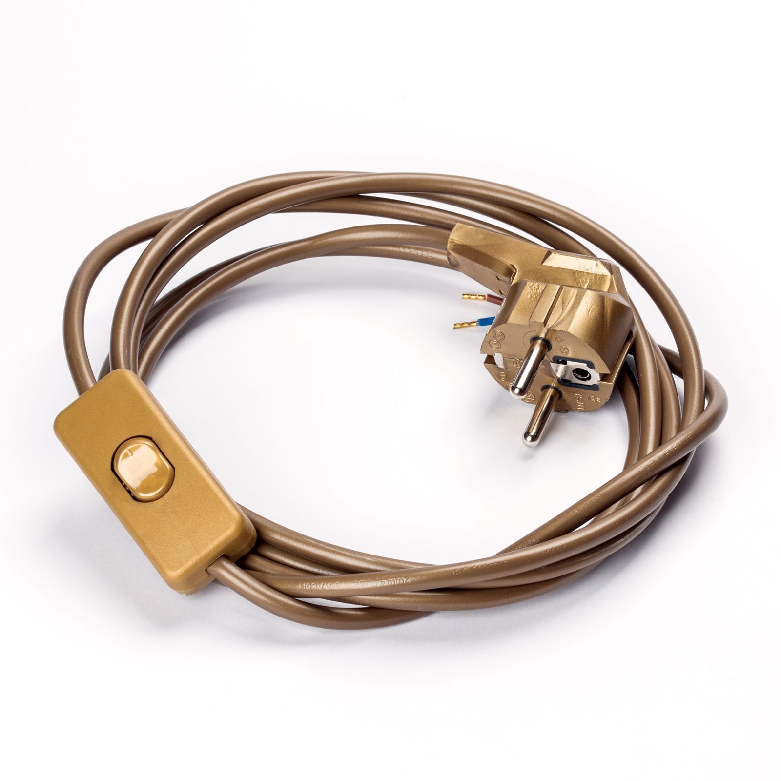 Anschlussgarnitur 310/90 mit Zwischenschalter, Schuko, gold