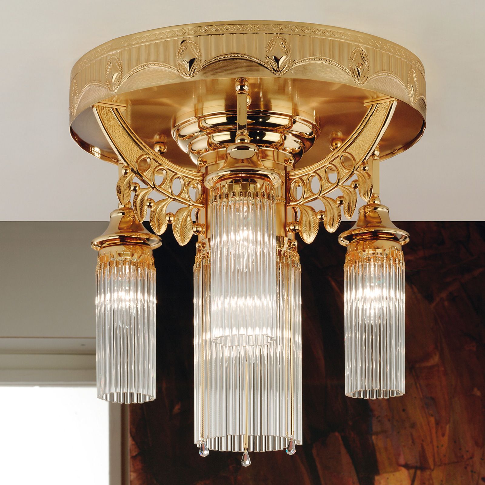 Deckenluster ADELE, 4-flammig, Gold, mit Stäbchen