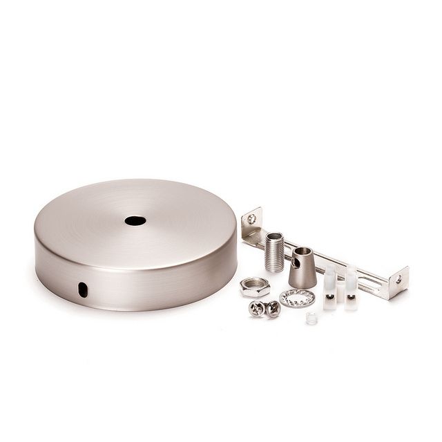 Rosette with clamp nipple, Ø 100 mm, satin