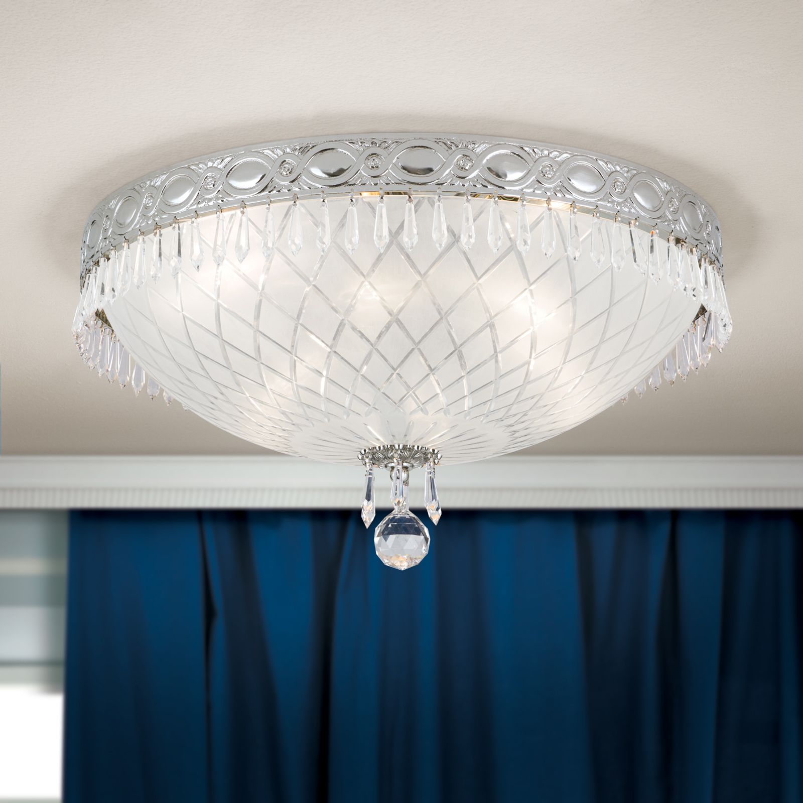 Deckenleuchte EMPIRE CRYSTAL, Altsilber, 45cm
