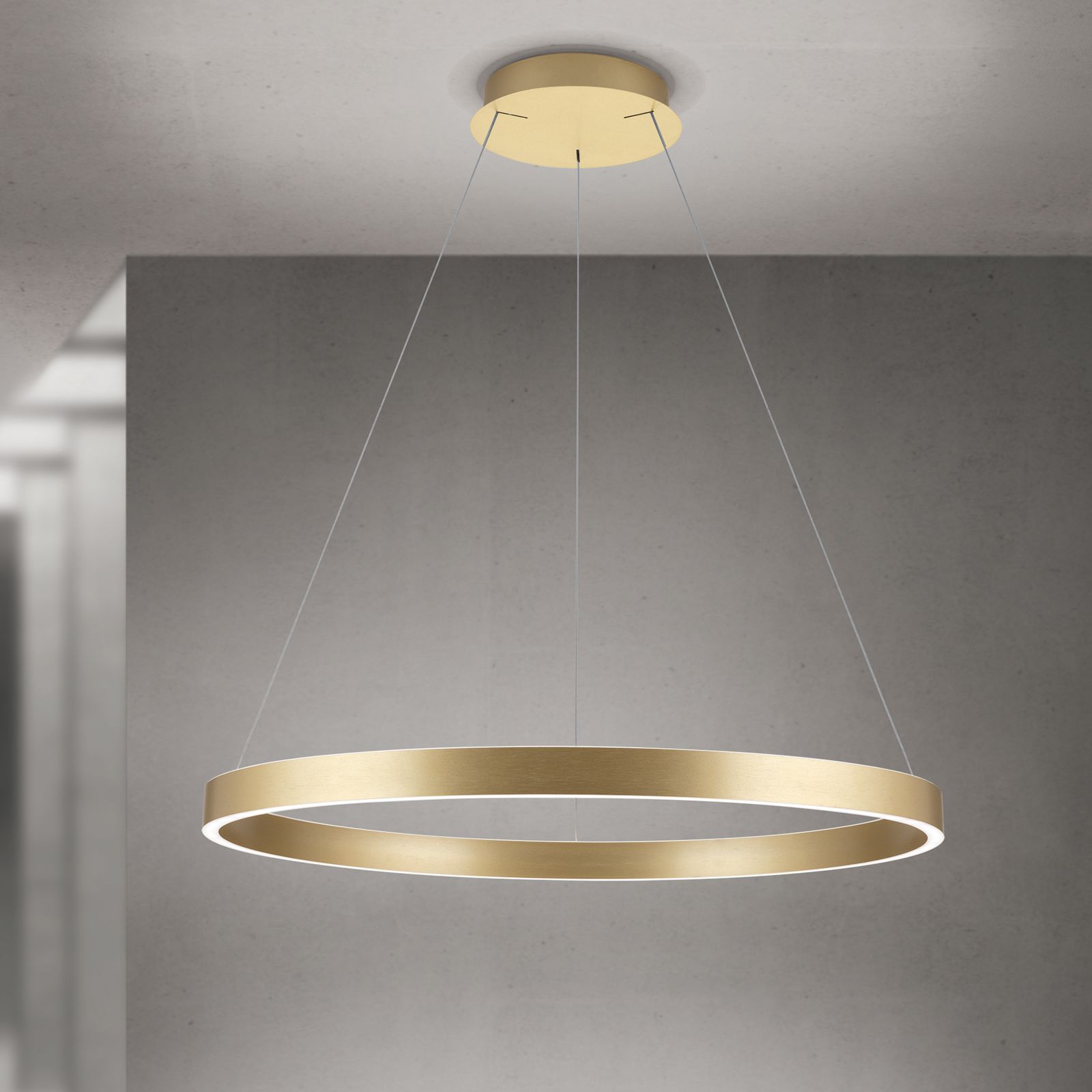 Pendant lamp KOLK, Ø 80cm, gold matt