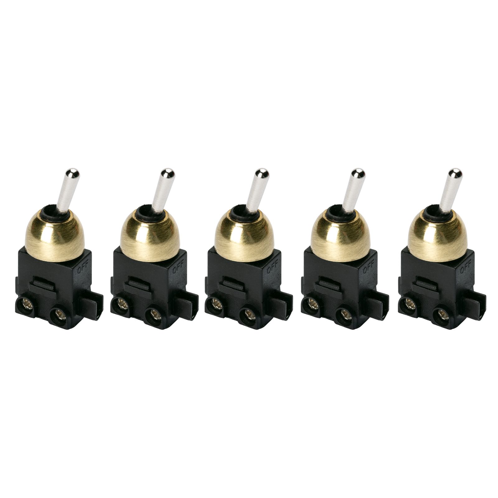 Built-in toggle switch, Ø 12 mm, brass, Set 5 Pieces
