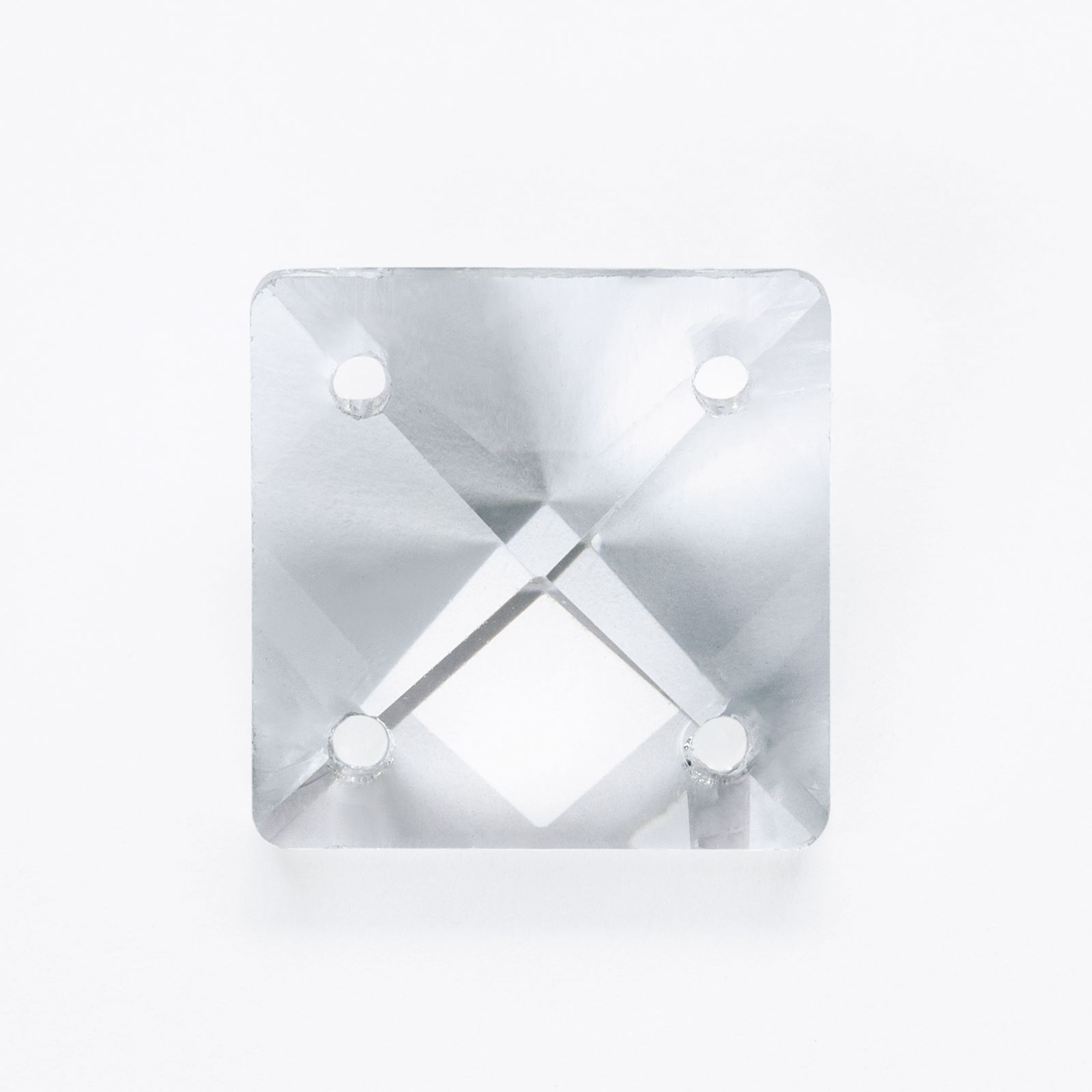 Chandelier crystal square stone crystal K9, 16mm, 4 holes, transparent