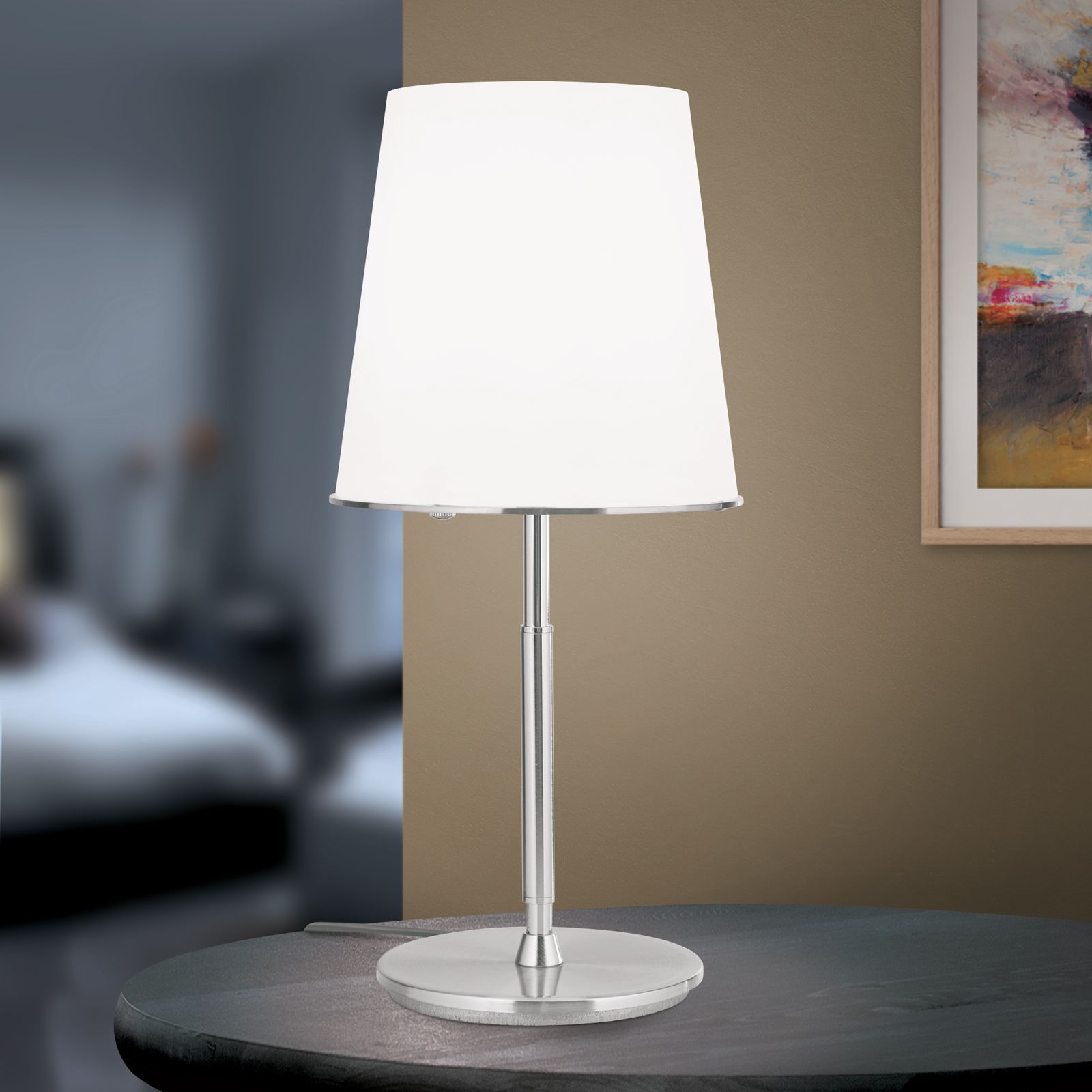 KONUS Table Lamp, 1 lampholder, satin chrome finish