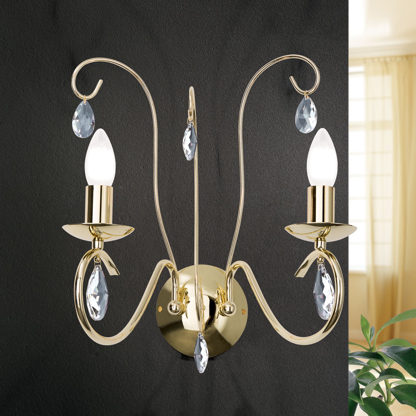 Wandleuchte ALESSIA, 2-flammig, Gold