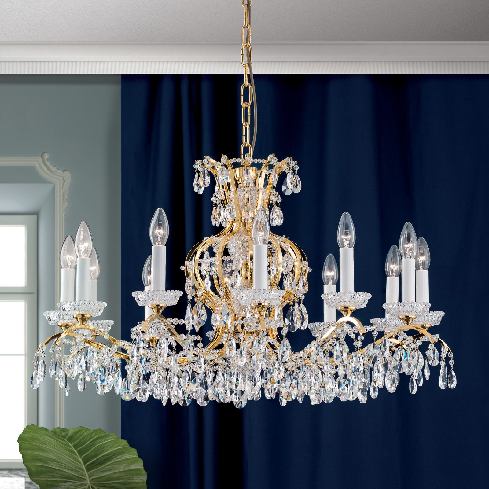 Luster HIROHITO, 12-flammig, Gold