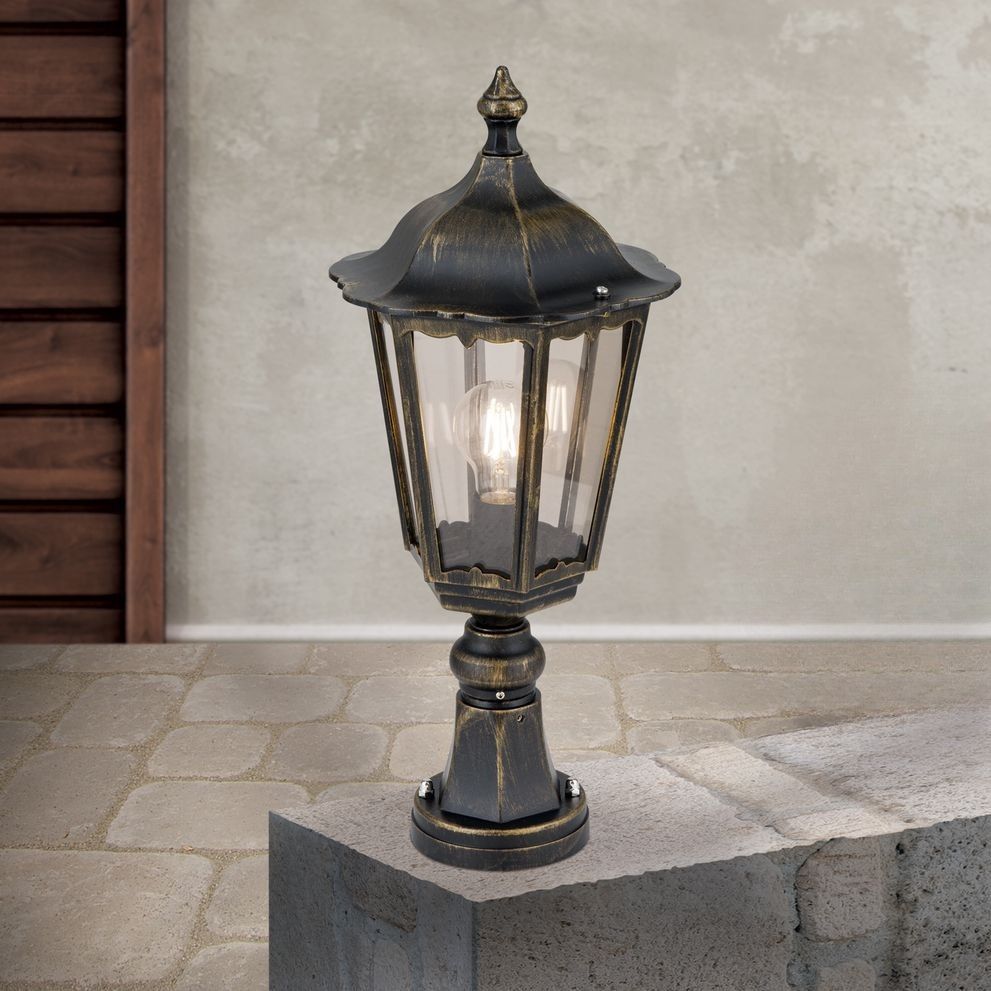 Garden Poll Light PUCHBERG, H 53cm, black/gold finish