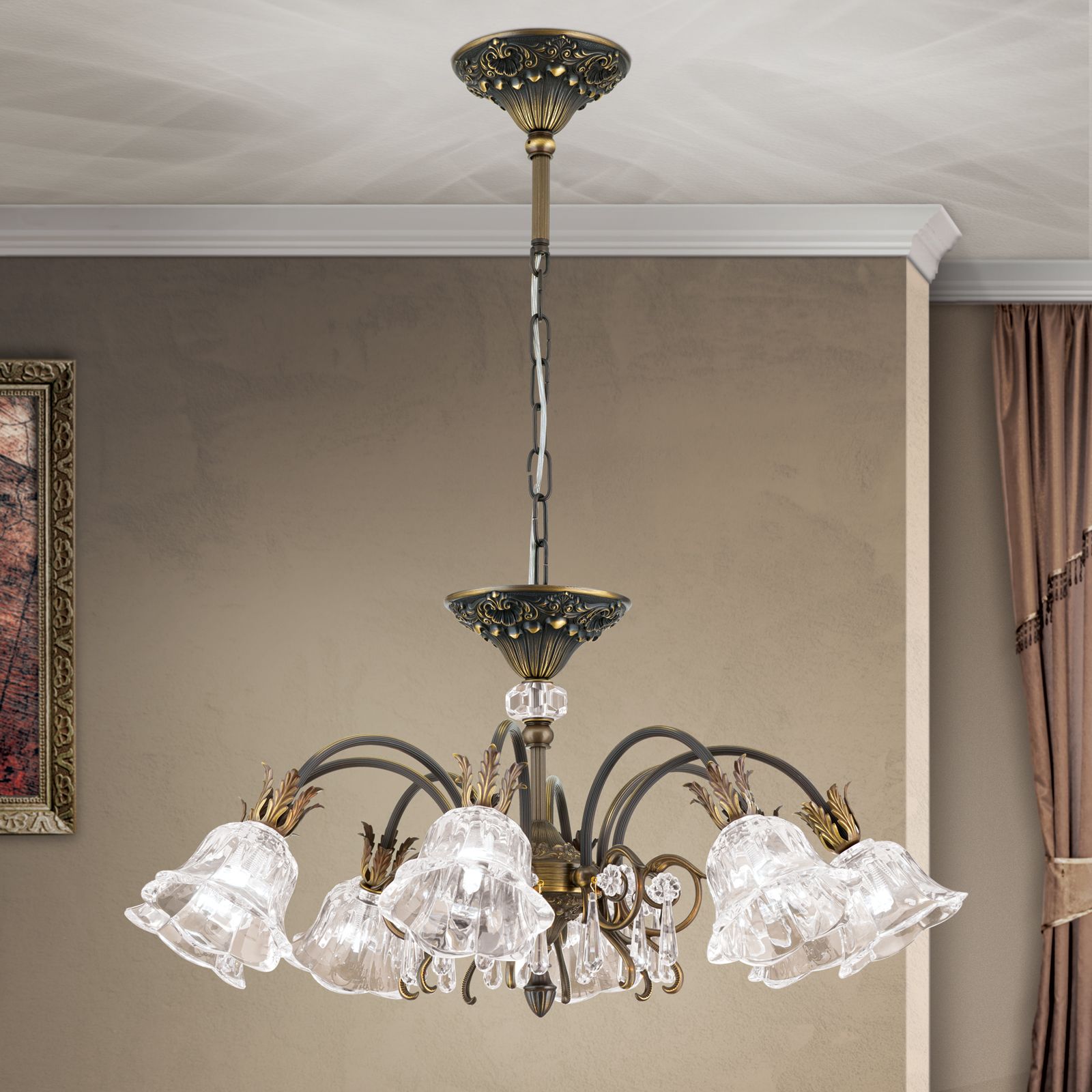 Luster LA BOHEME, 8-flammig, Altpatina